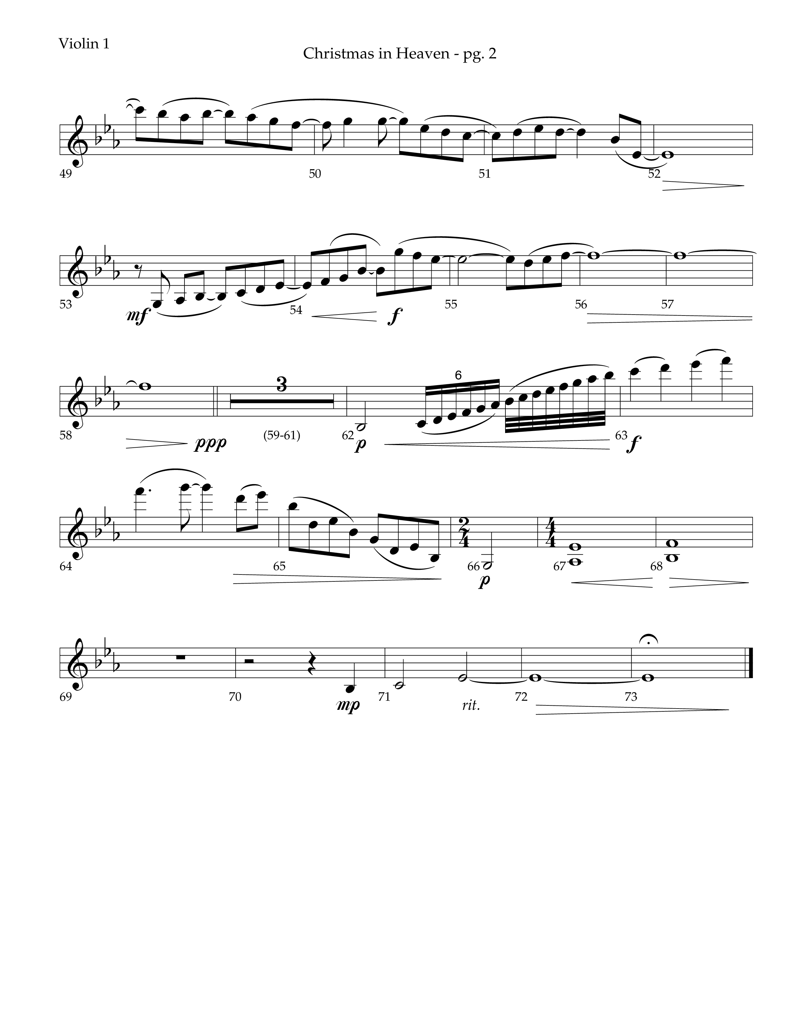 Christmas In Heaven (Choral Anthem SATB) Violin 1 (Lifeway Choral / Arr. Phillip Keveren)
