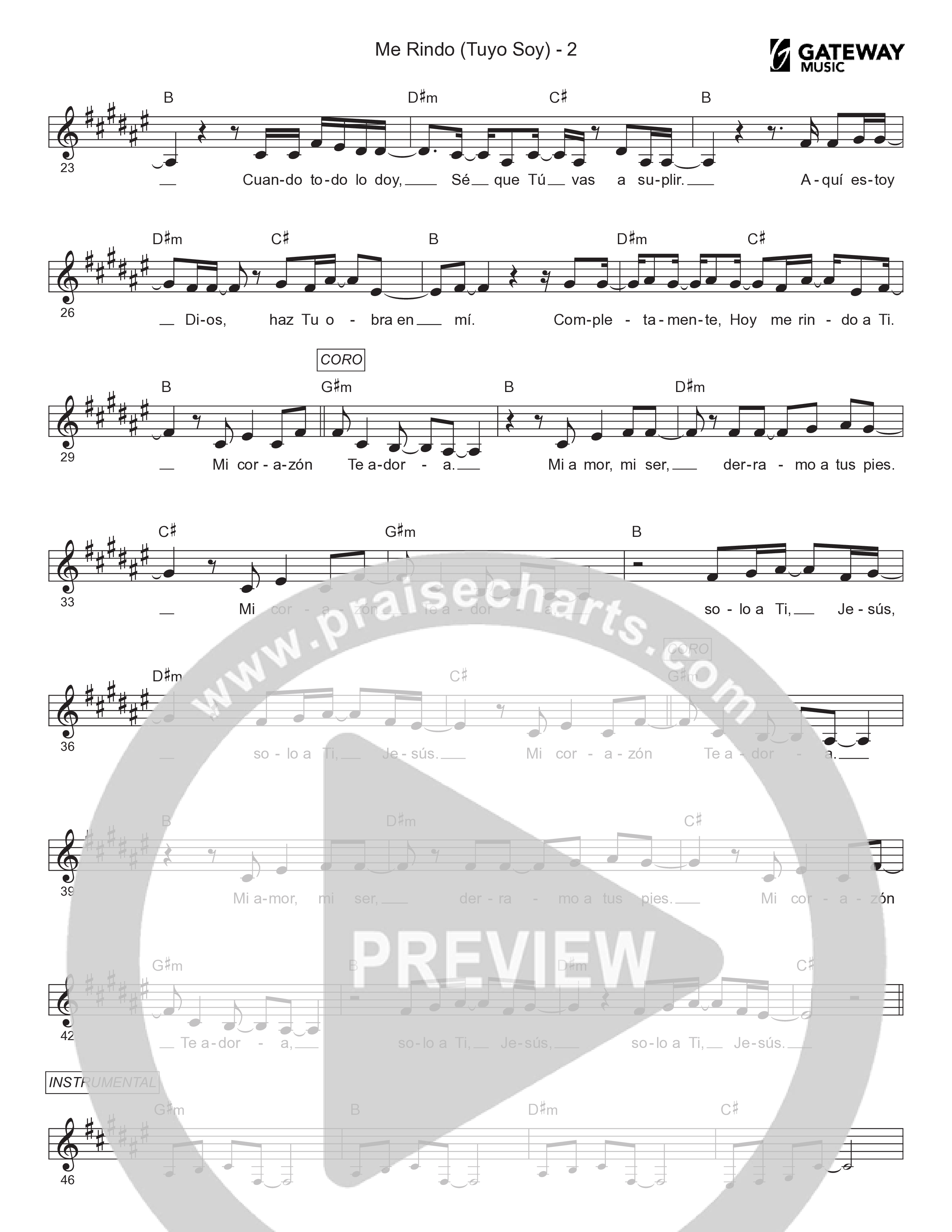 Me Rindo (Tuyo Soy) Lead Sheet Melody (Gateway Worship Español / Armando Sanchez)