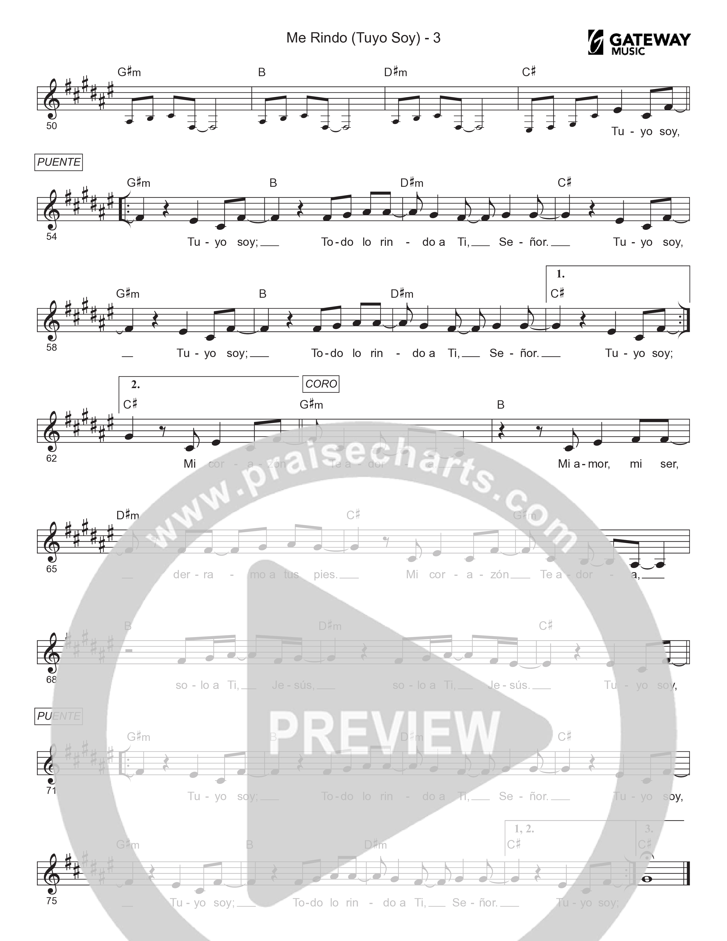 Me Rindo (Tuyo Soy) Lead Sheet Melody (Gateway Worship Español / Armando Sanchez)