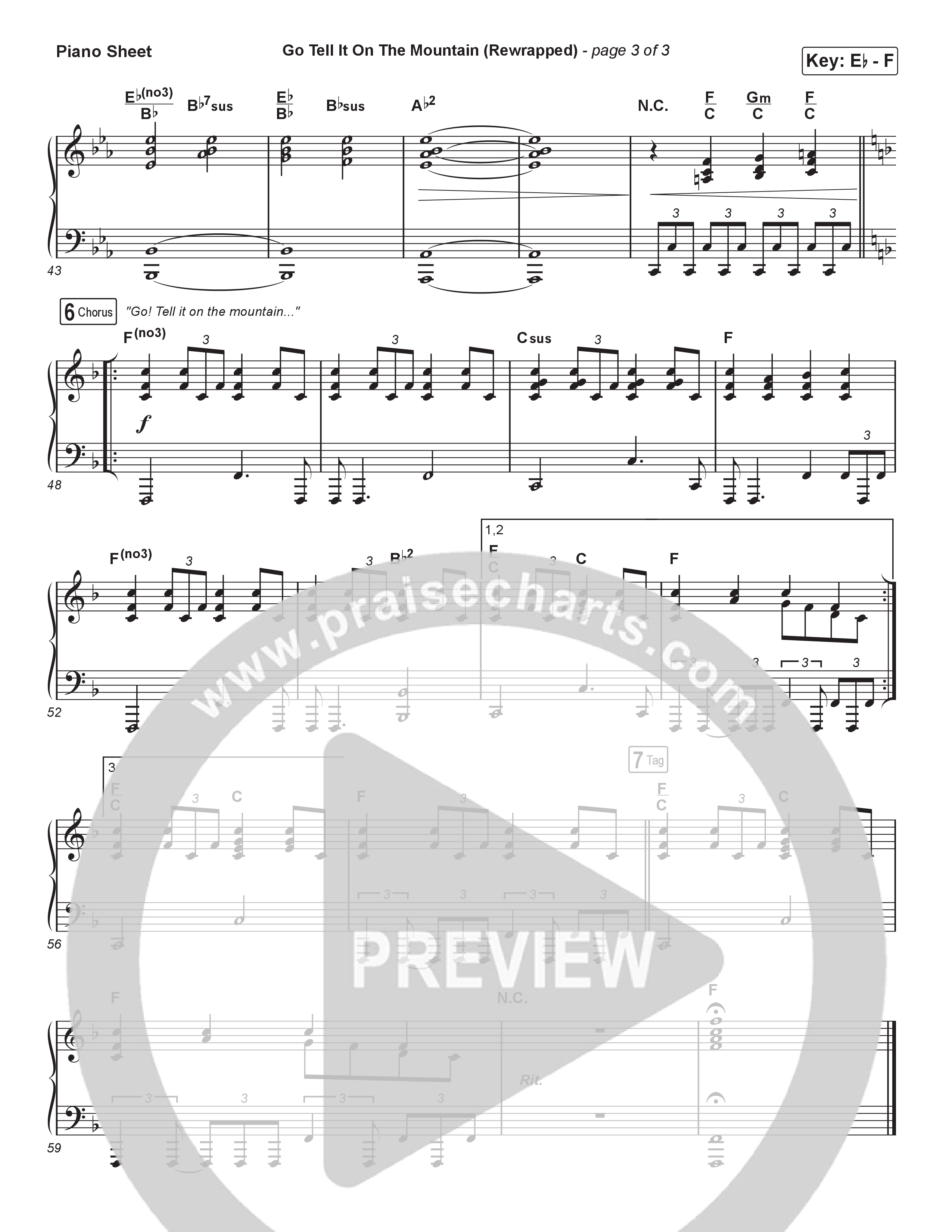 Go Tell It On The Mountain (Rewrapped) Piano Sheet (for KING & COUNTRY / Gabby Barrett)