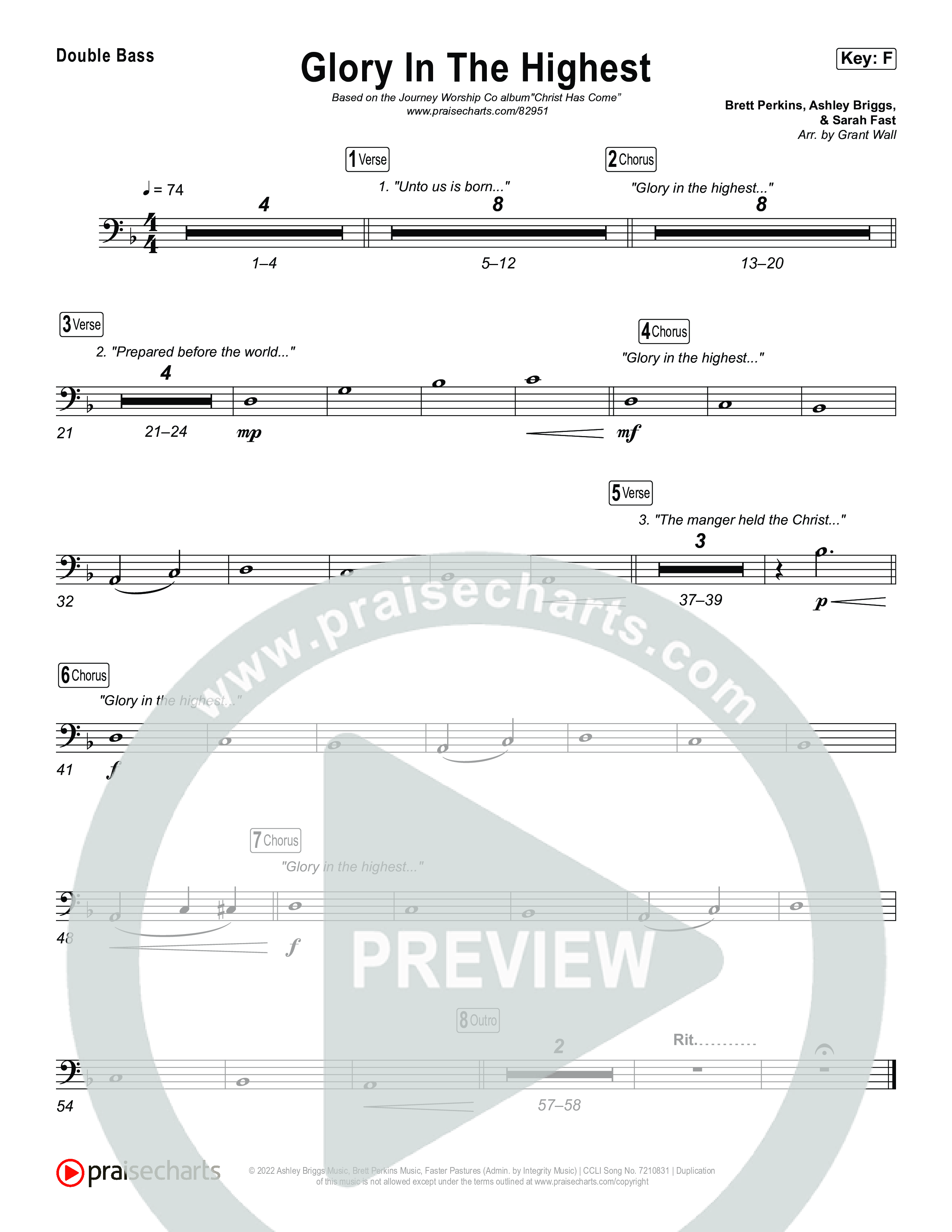 Glory In The Highest String Bass (Journey Worship Co)