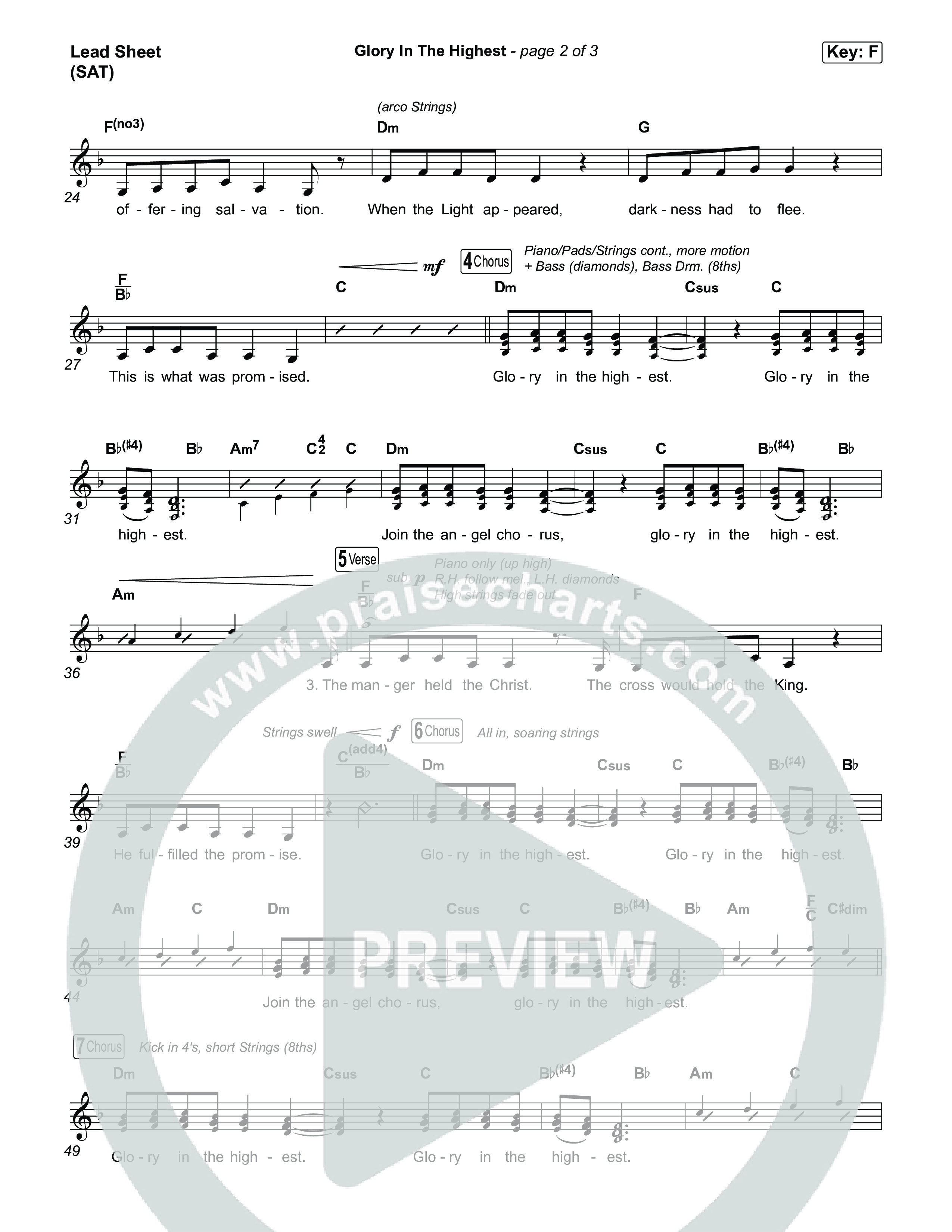 Glory In The Highest Lead Sheet (SAT) (Journey Worship Co)