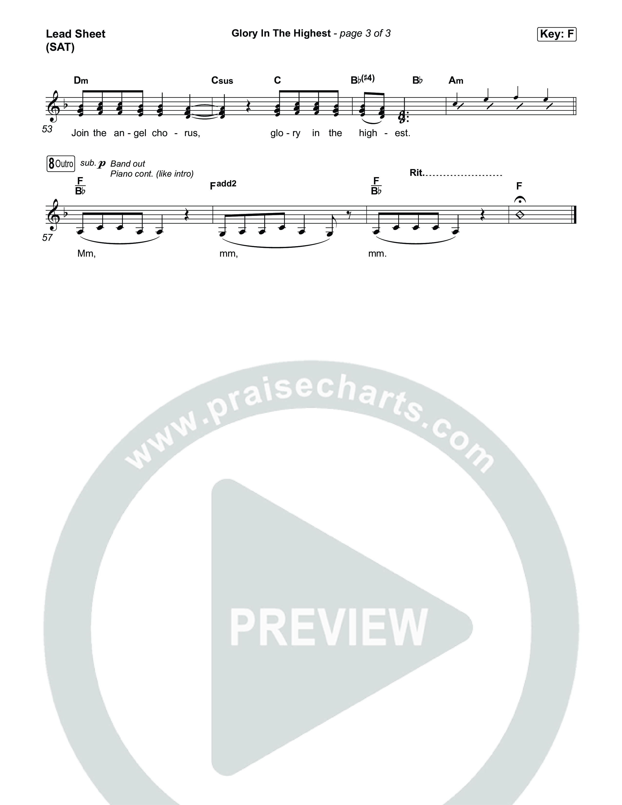 Glory In The Highest Lead Sheet (SAT) (Journey Worship Co)