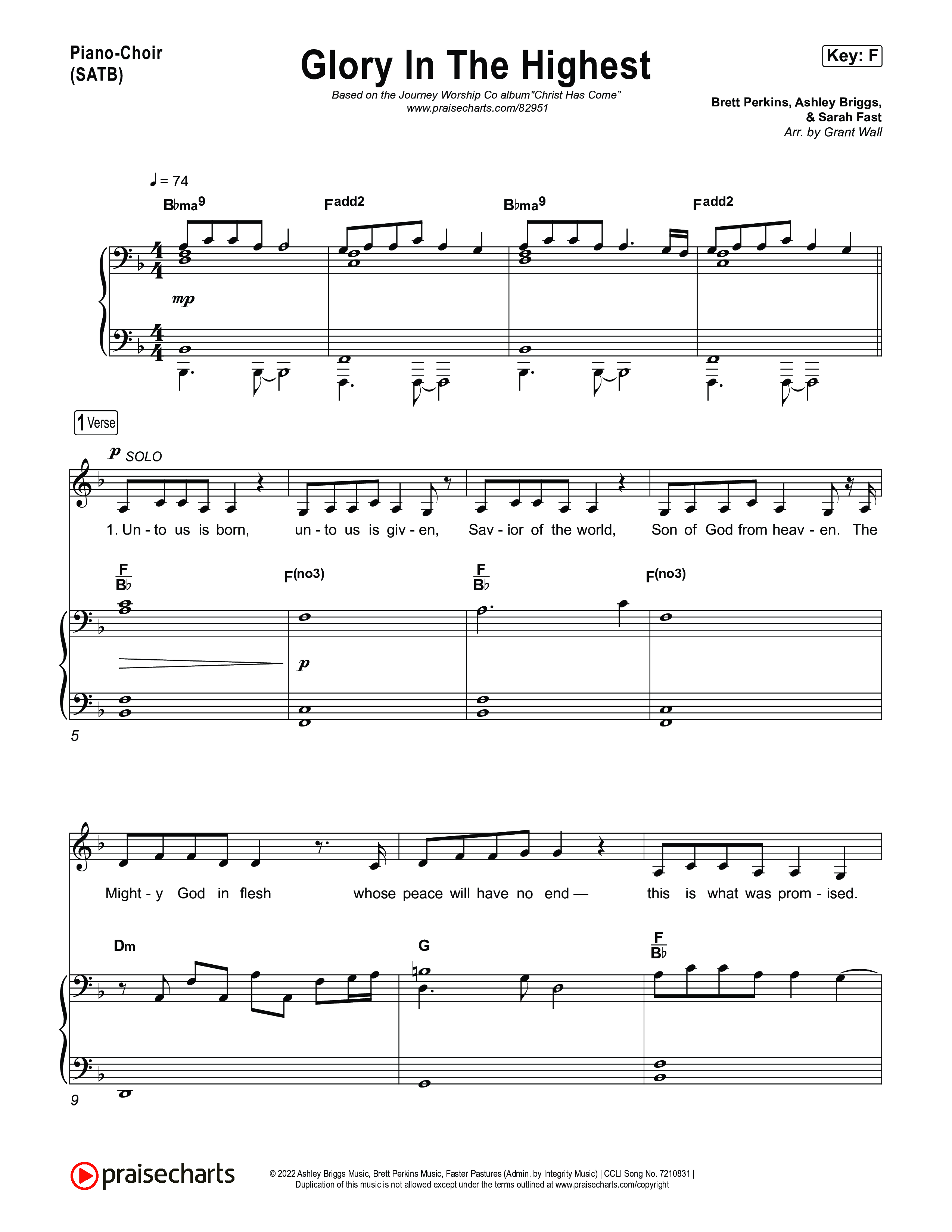 Glory In The Highest Piano/Vocal Pack (Journey Worship Co)