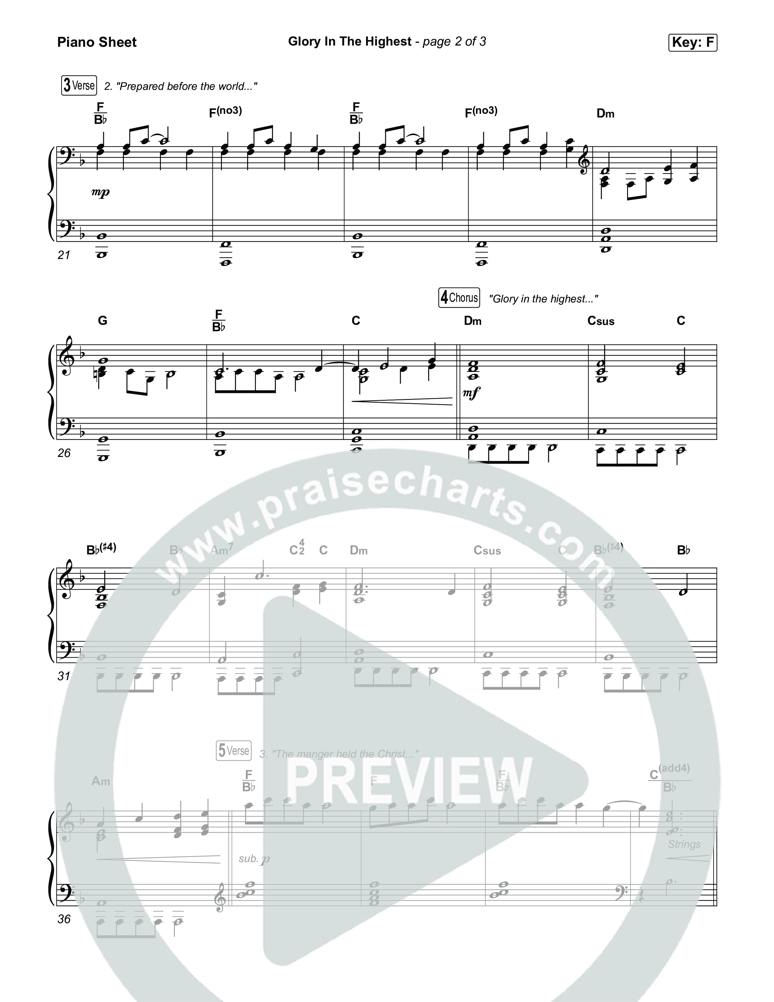 Glory In The Highest Piano Sheet (Journey Worship Co)