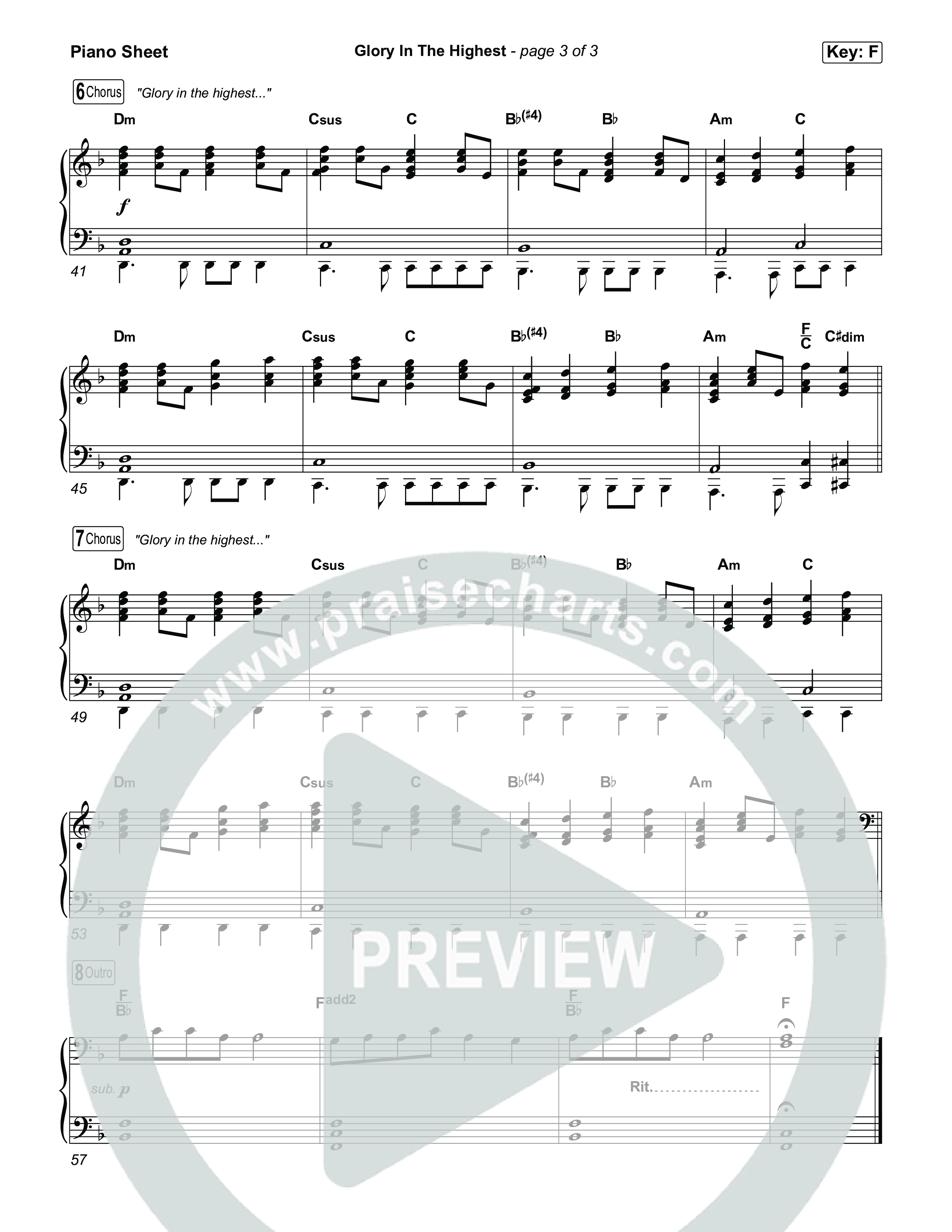 Glory In The Highest Piano Sheet (Journey Worship Co)