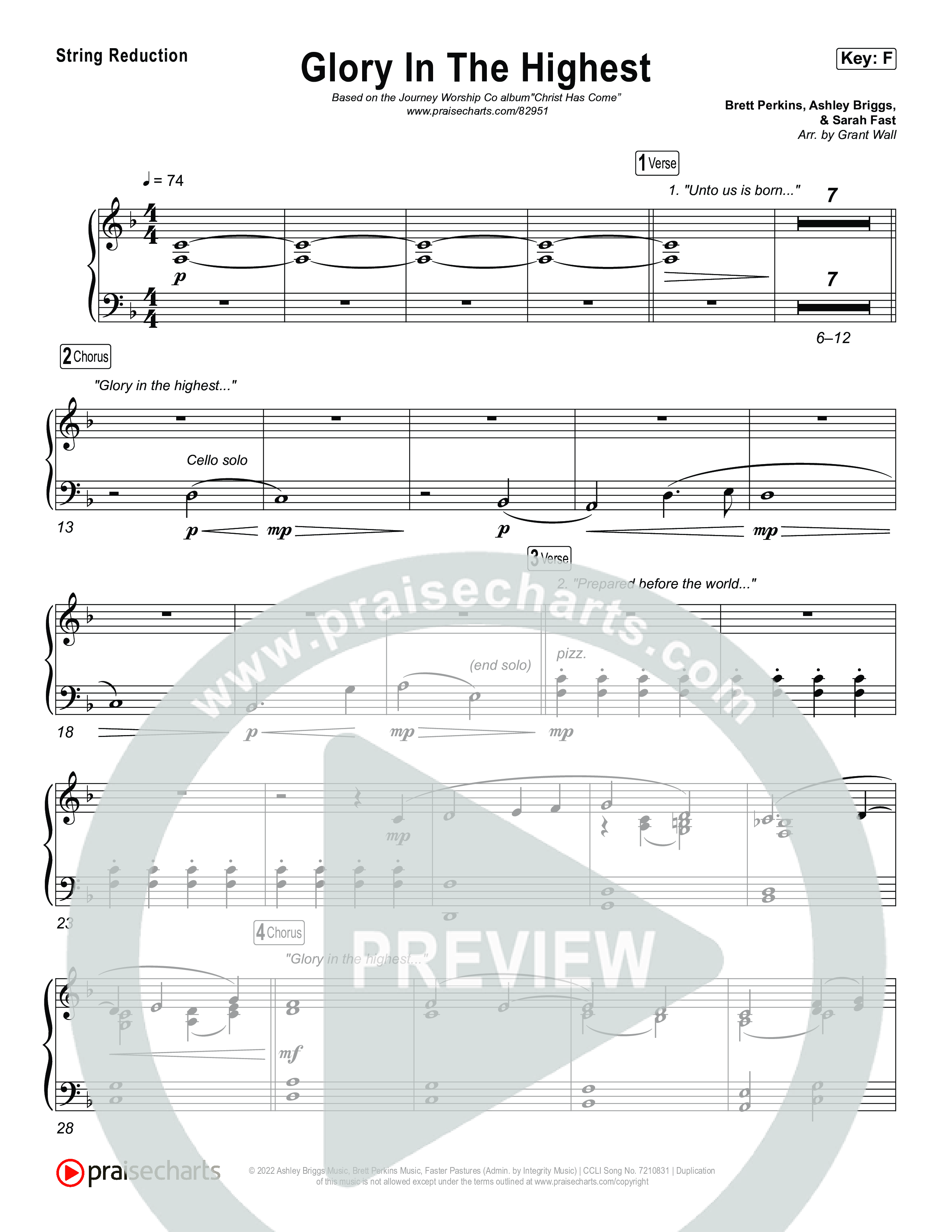 Glory In The Highest String Reduction (Journey Worship Co)