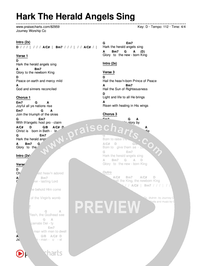 Hark The Herald Angels Sing Chords & Lyrics (Journey Worship Co)