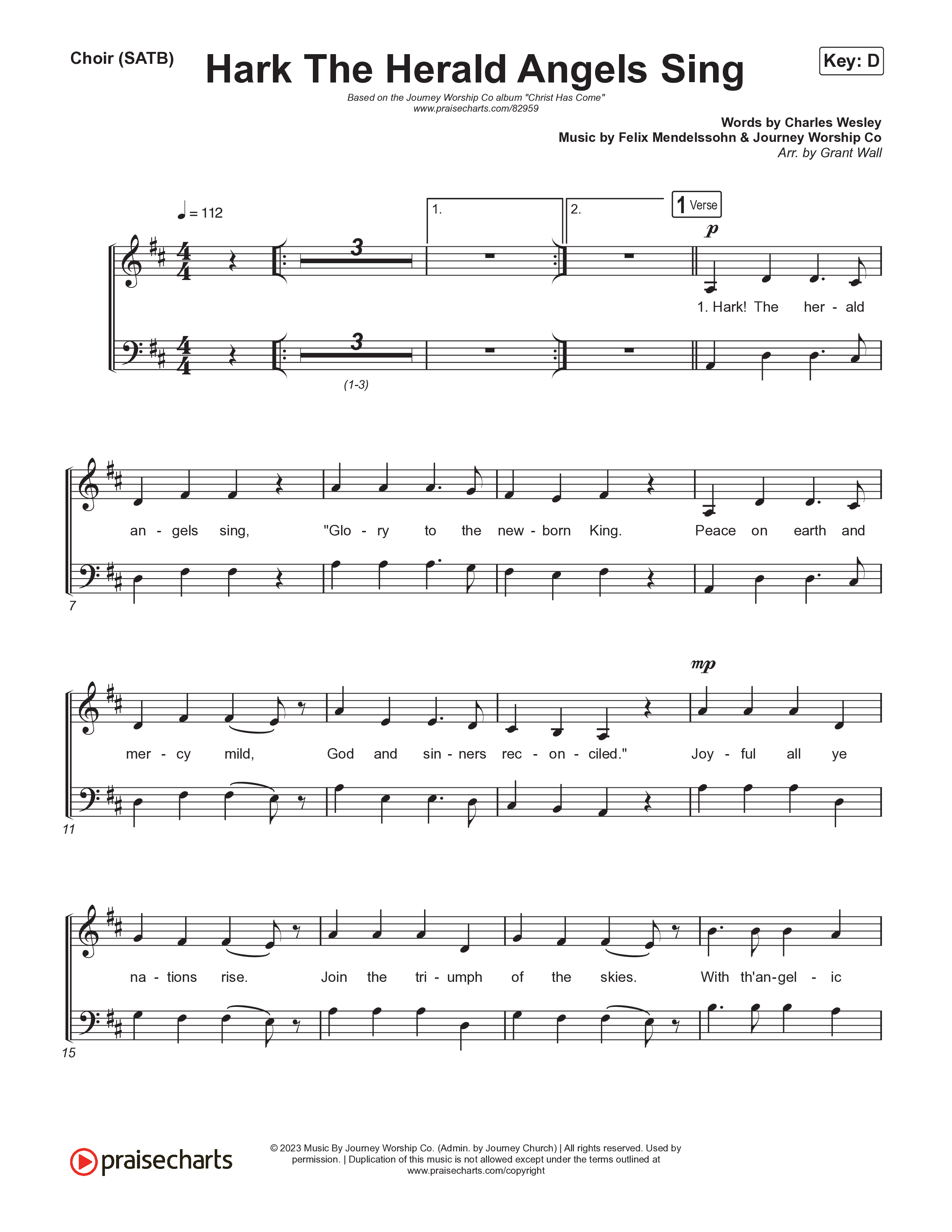 Hark The Herald Angels Sing Choir Sheet (SATB) (Journey Worship Co)