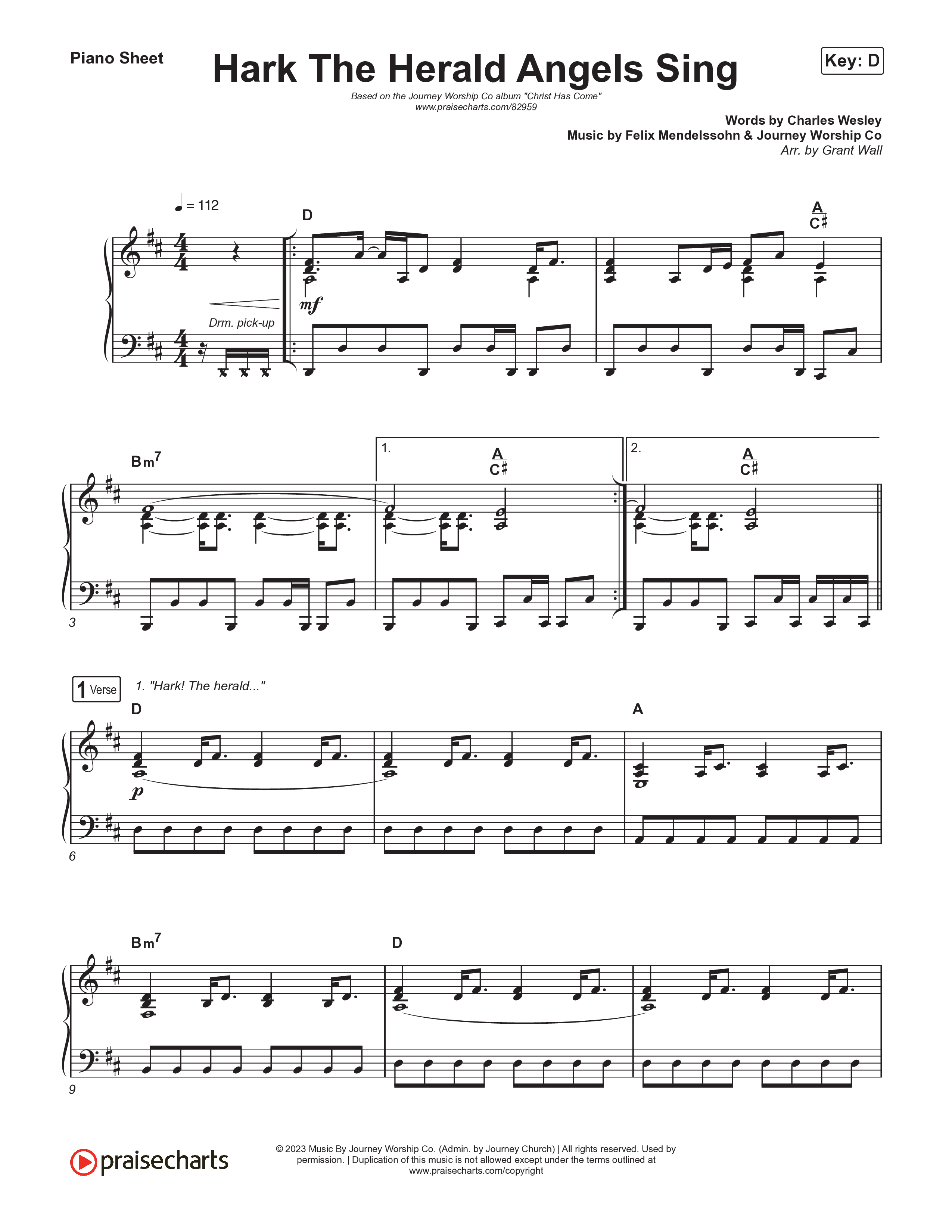 Hark The Herald Angels Sing Piano Sheet (Journey Worship Co)
