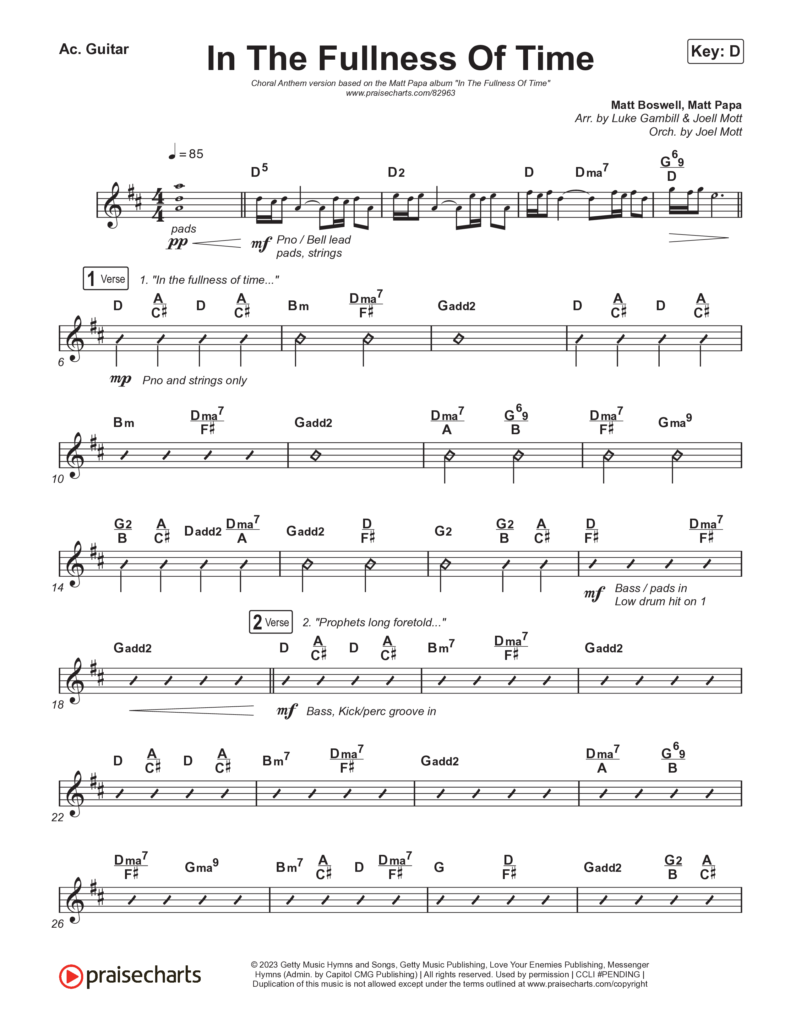 In The Fullness Of Time (Choral Anthem SATB) Acoustic Guitar (Matt Papa / Matt Boswell / Arr. Luke Gambill)