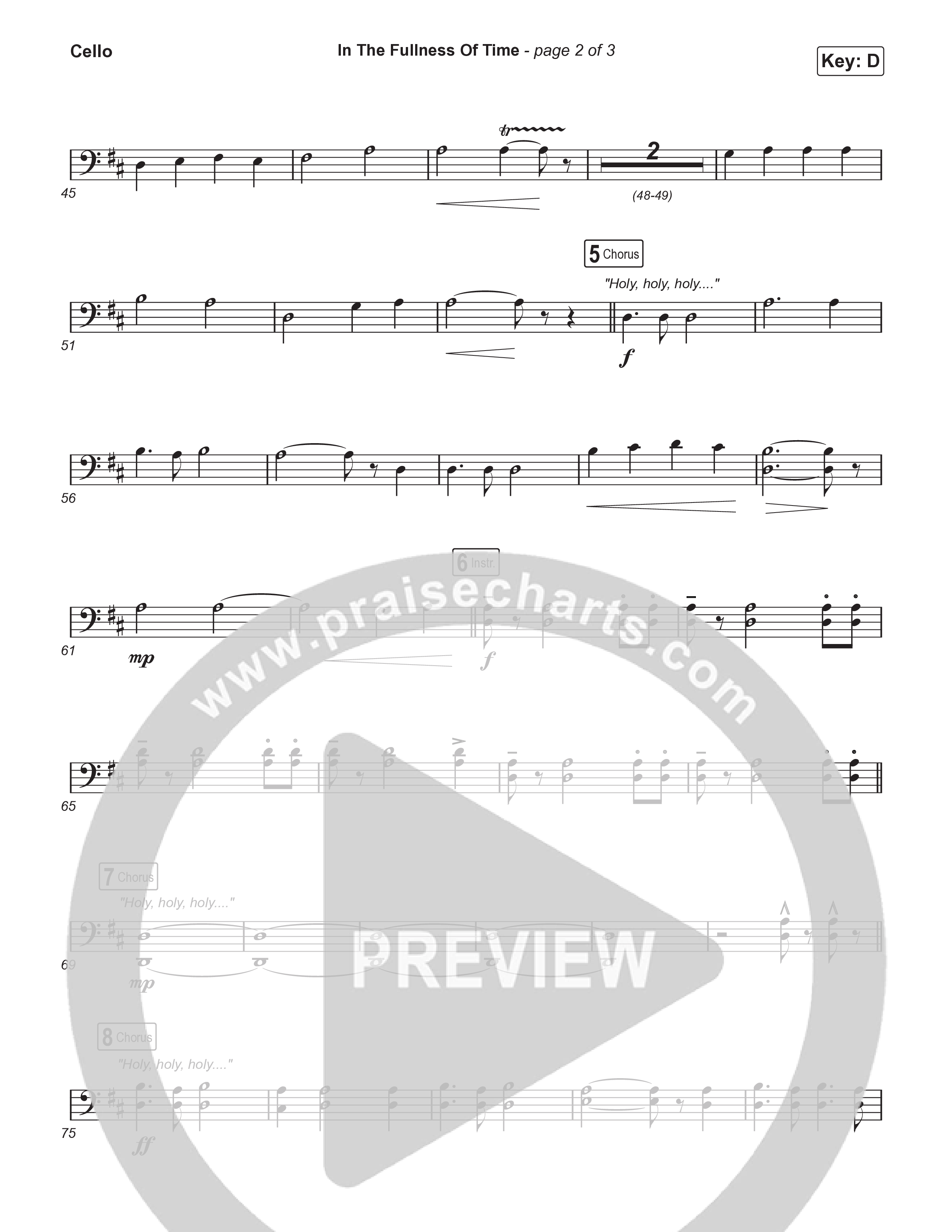 In The Fullness Of Time (Choral Anthem SATB) Cello (Matt Papa / Matt Boswell / Arr. Luke Gambill)