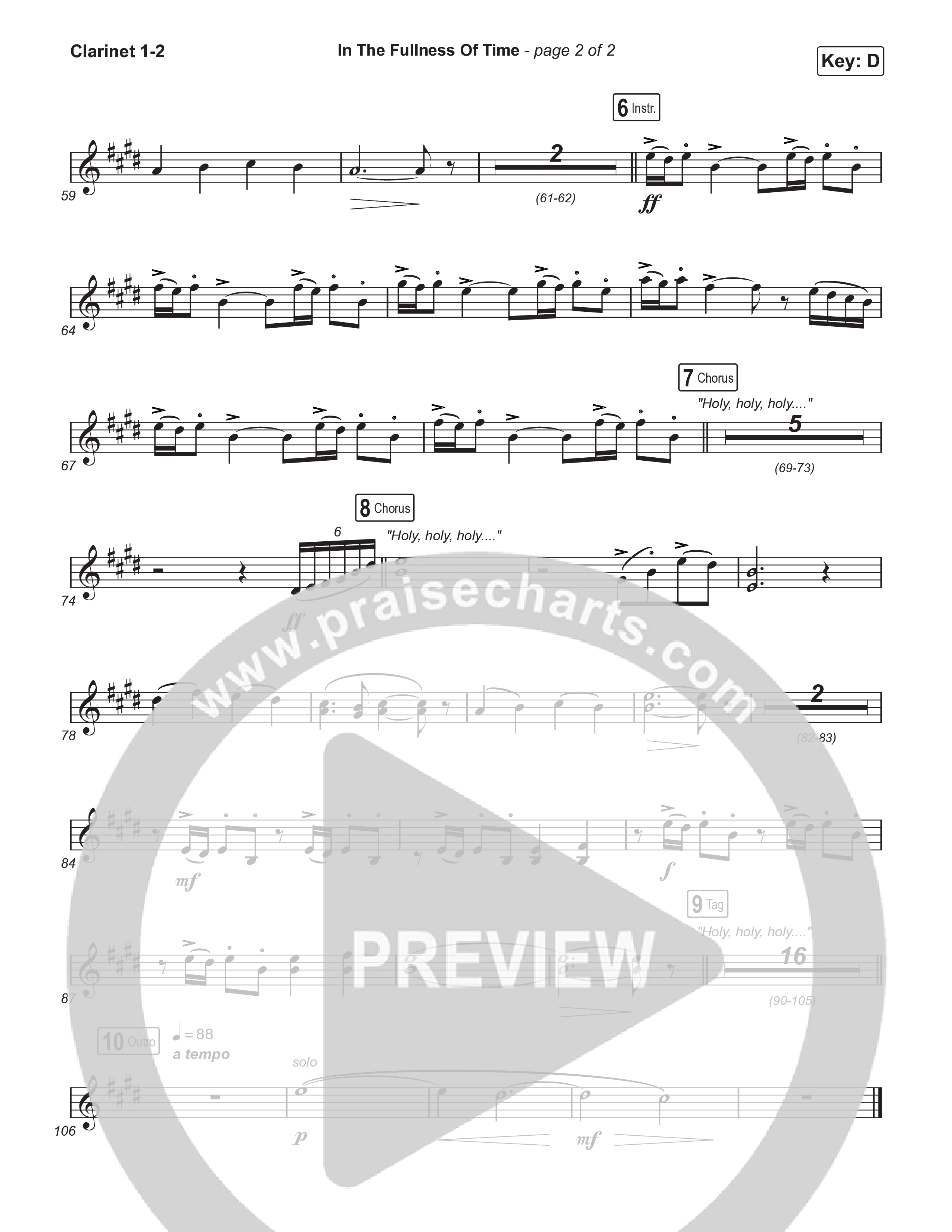 In The Fullness Of Time (Choral Anthem SATB) Clarinet 1/2 (Matt Papa / Matt Boswell / Arr. Luke Gambill)