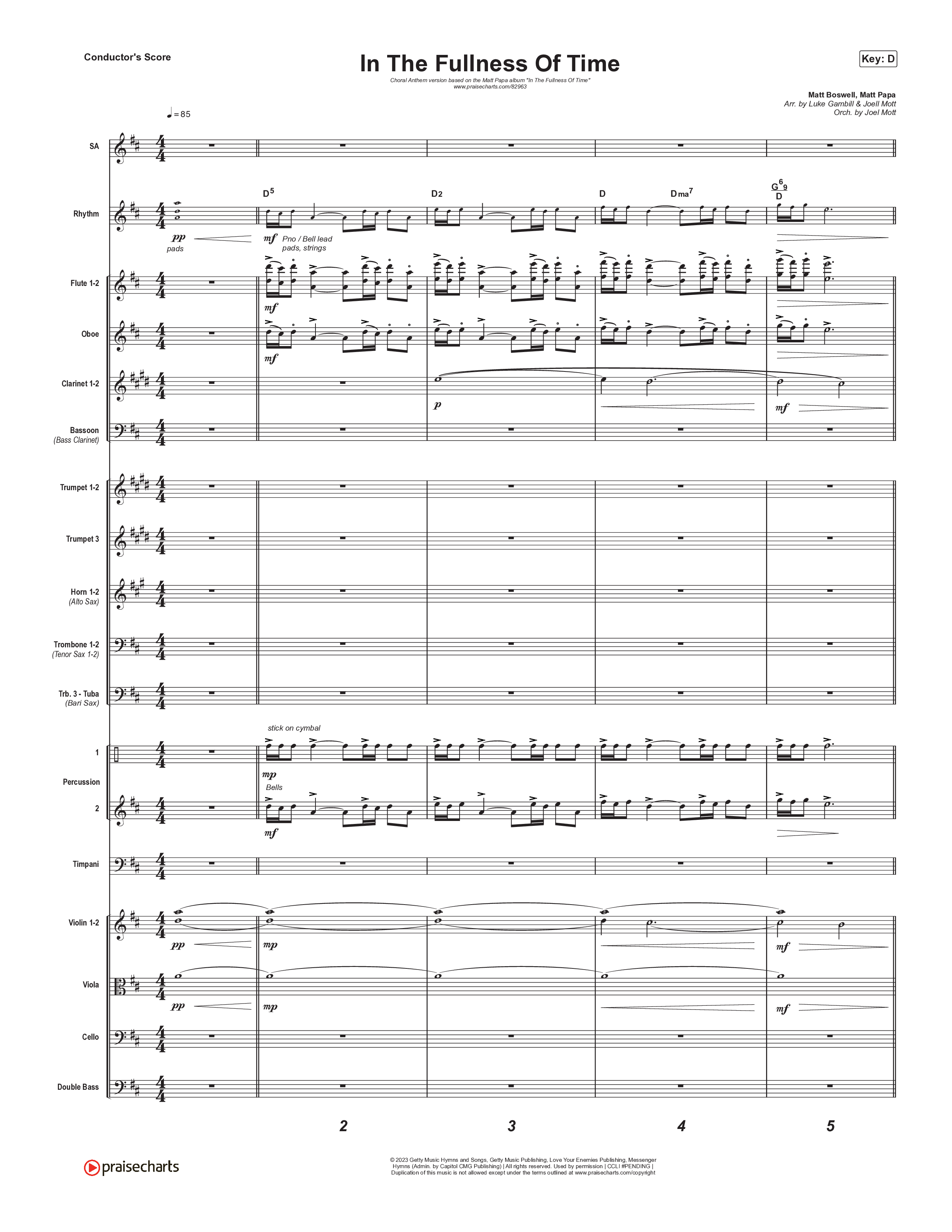 In The Fullness Of Time (Choral Anthem SATB) Conductor's Score (Matt Papa / Matt Boswell / Arr. Luke Gambill)
