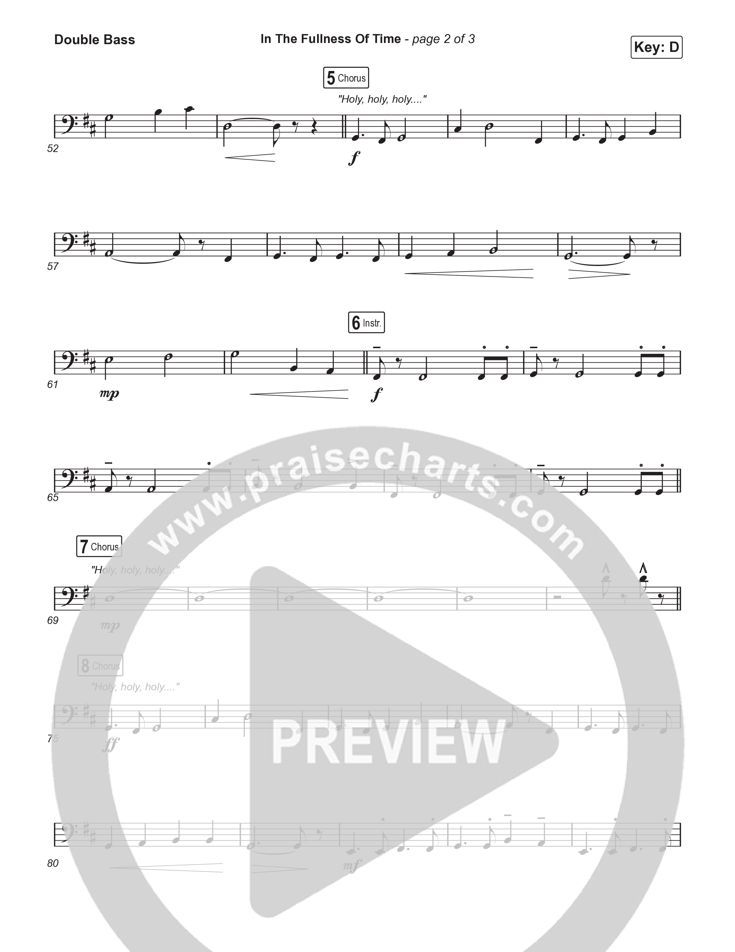 In The Fullness Of Time (Choral Anthem SATB) String Bass (Matt Papa / Matt Boswell / Arr. Luke Gambill)