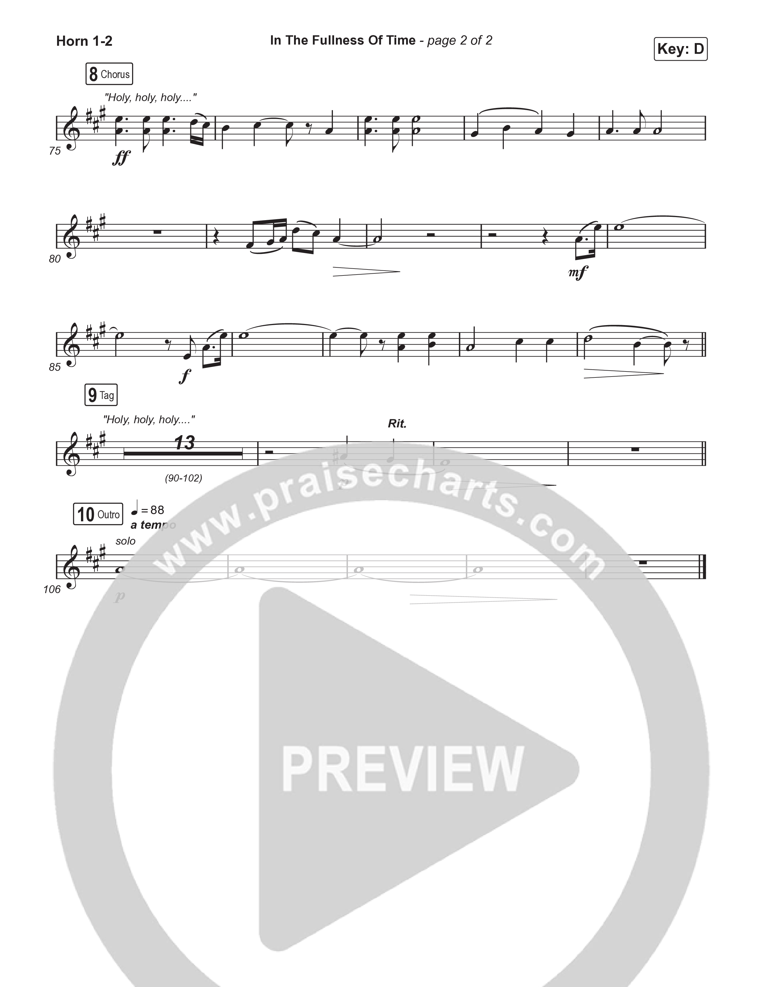 In The Fullness Of Time (Choral Anthem SATB) French Horn 1,2 (Matt Papa / Matt Boswell / Arr. Luke Gambill)