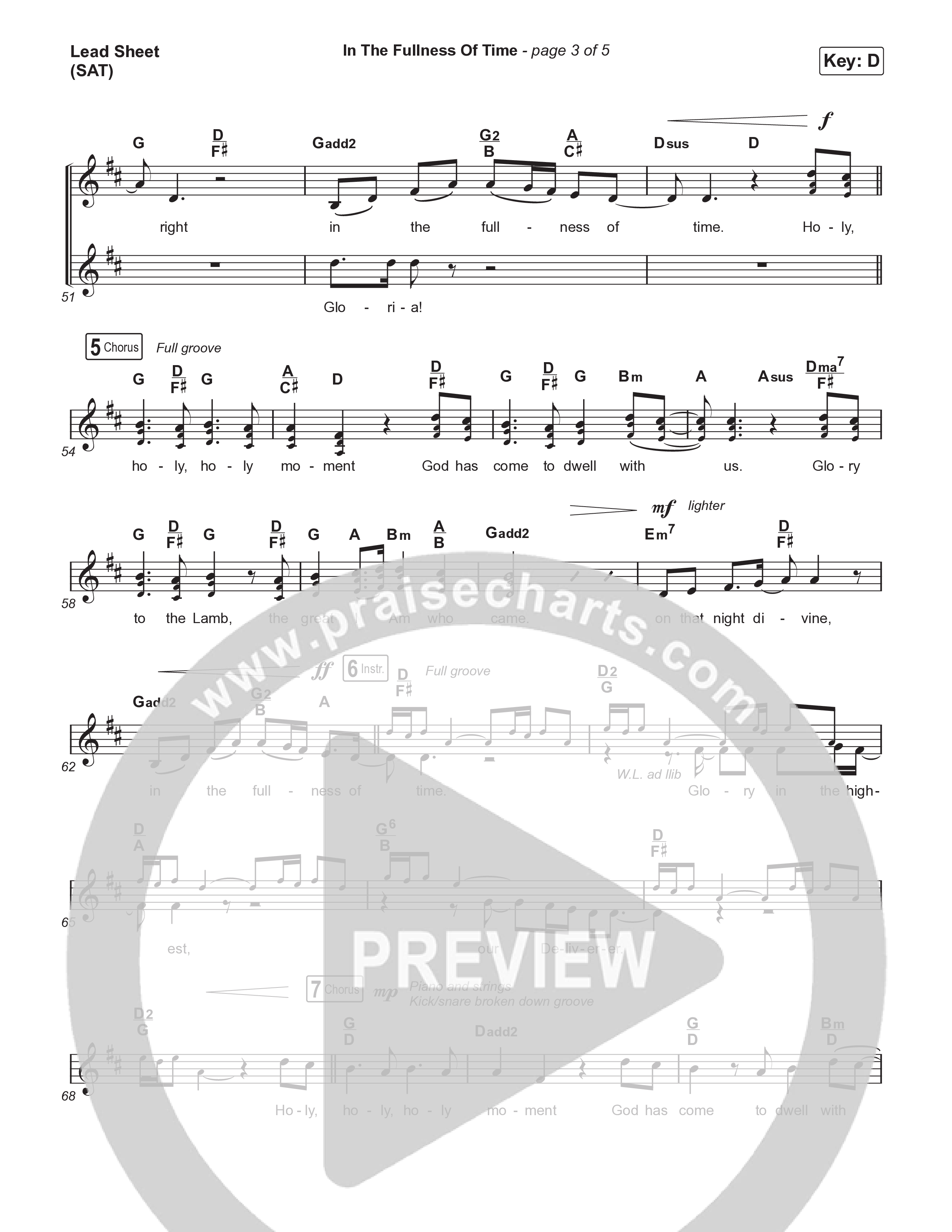 In The Fullness Of Time (Choral Anthem SATB) Lead Sheet (SAT) (Matt Papa / Matt Boswell / Arr. Luke Gambill)