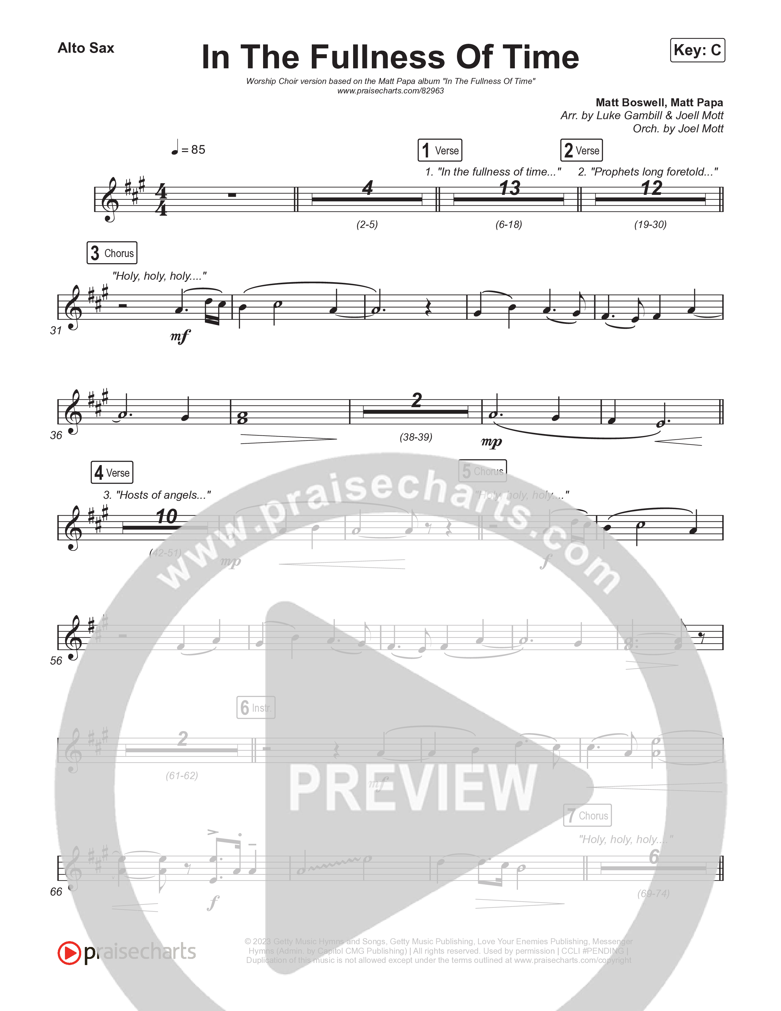 In The Fullness Of Time (Worship Choir/SAB) Sax Pack (Matt Papa / Matt Boswell / Arr. Luke Gambill)