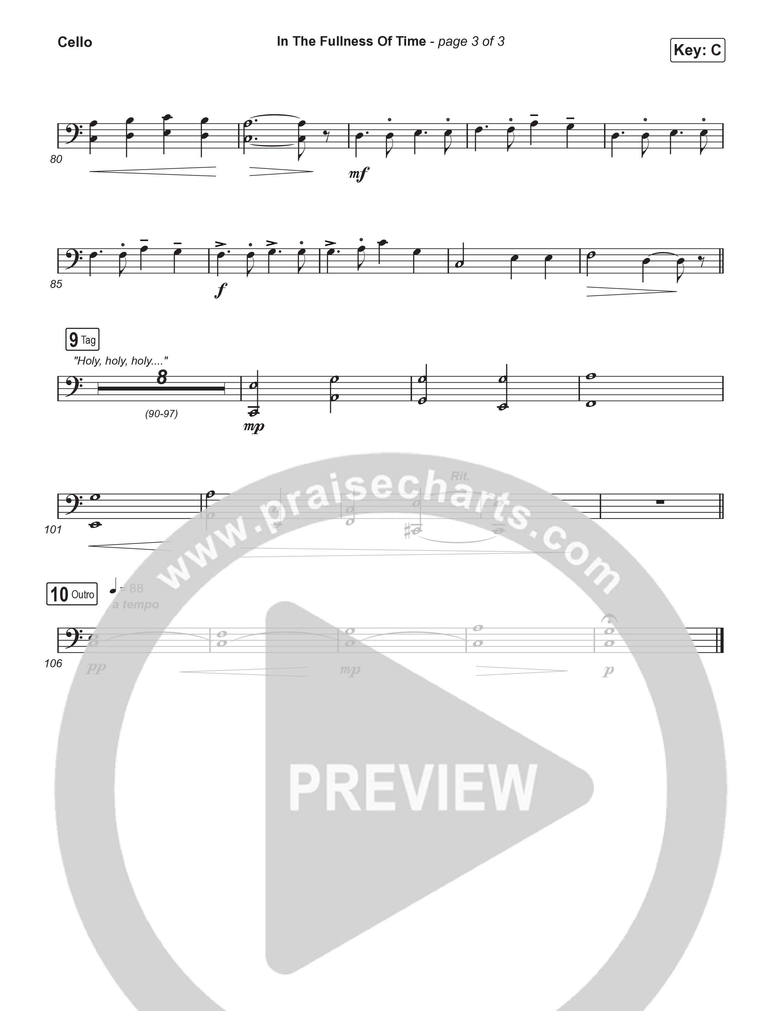 In The Fullness Of Time (Worship Choir/SAB) Cello (Matt Papa / Matt Boswell / Arr. Luke Gambill)