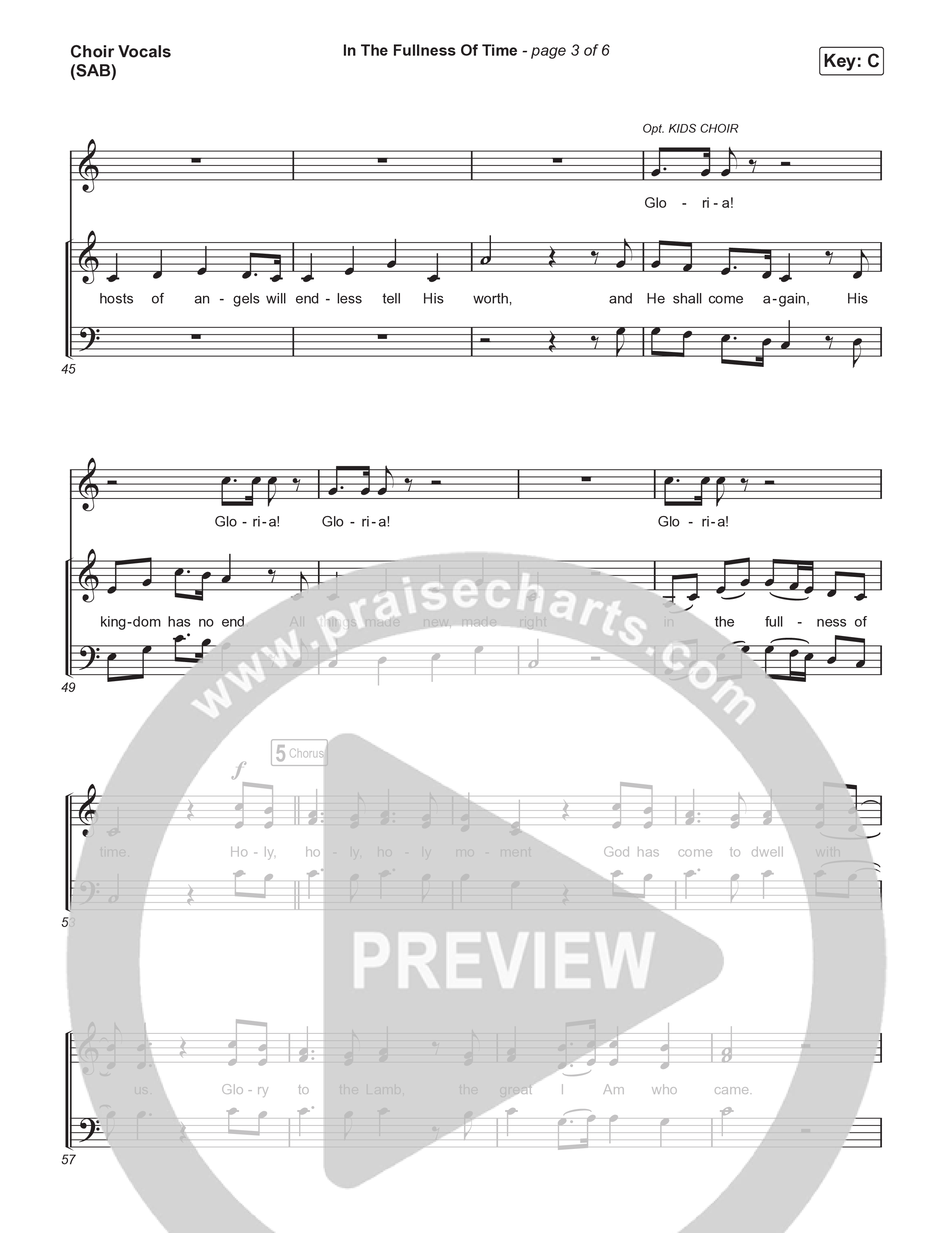 In The Fullness Of Time (Worship Choir/SAB) Choir Sheet (SAB) (Matt Papa / Matt Boswell / Arr. Luke Gambill)