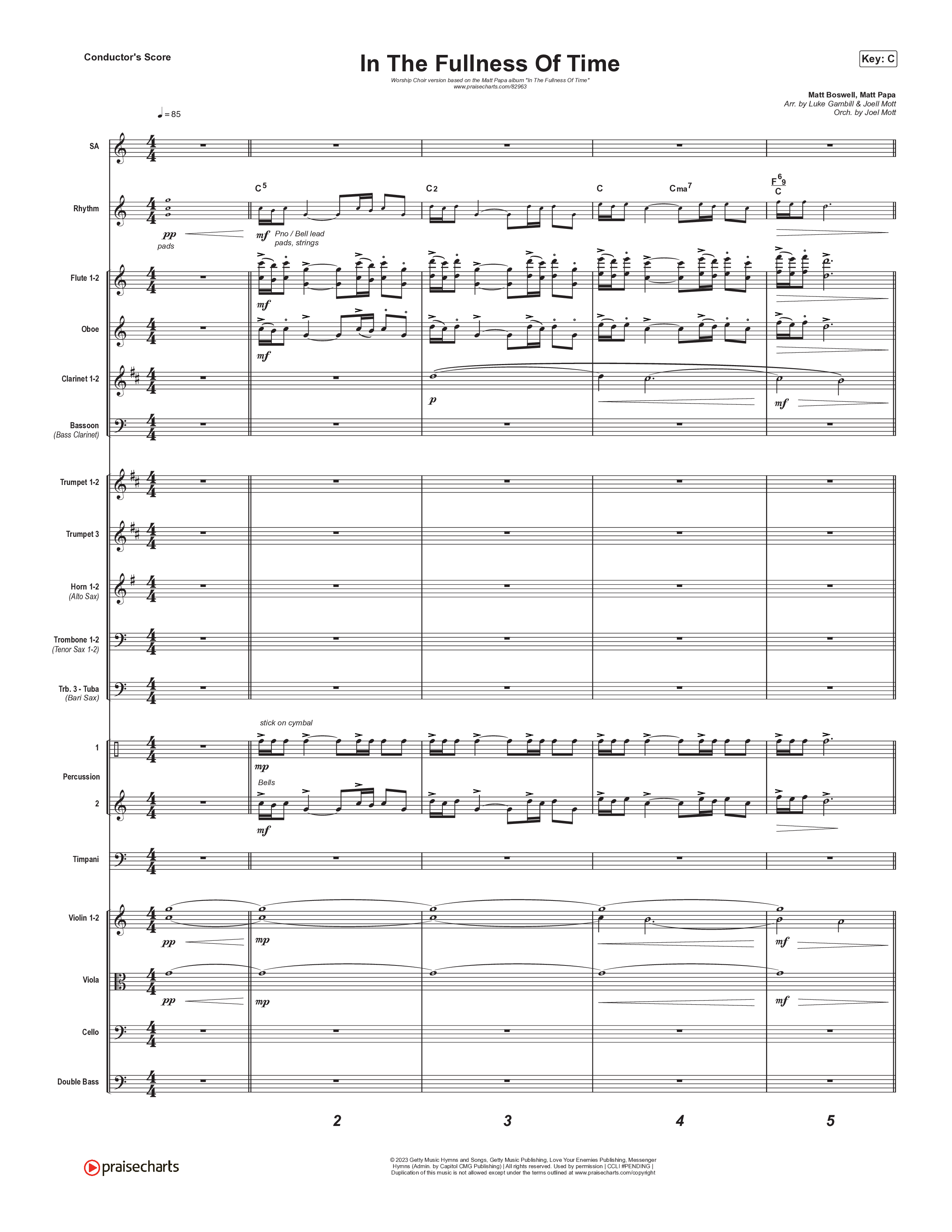 In The Fullness Of Time (Worship Choir/SAB) Conductor's Score (Matt Papa / Matt Boswell / Arr. Luke Gambill)