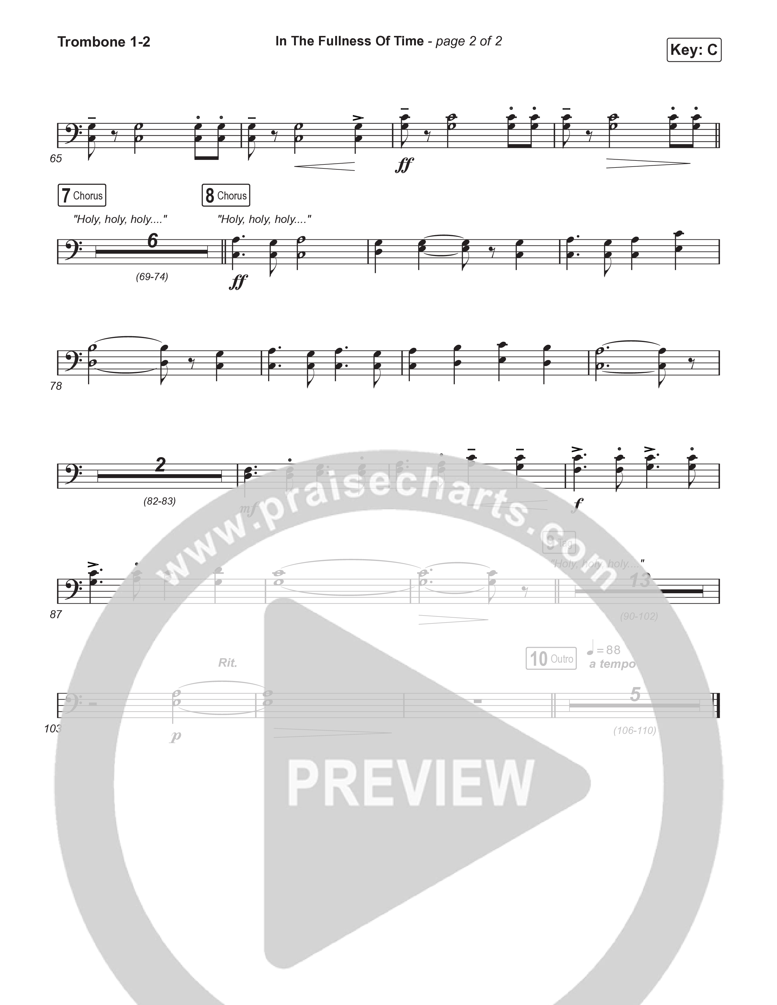 In The Fullness Of Time (Worship Choir/SAB) Trombone 1/2 (Matt Papa / Matt Boswell / Arr. Luke Gambill)