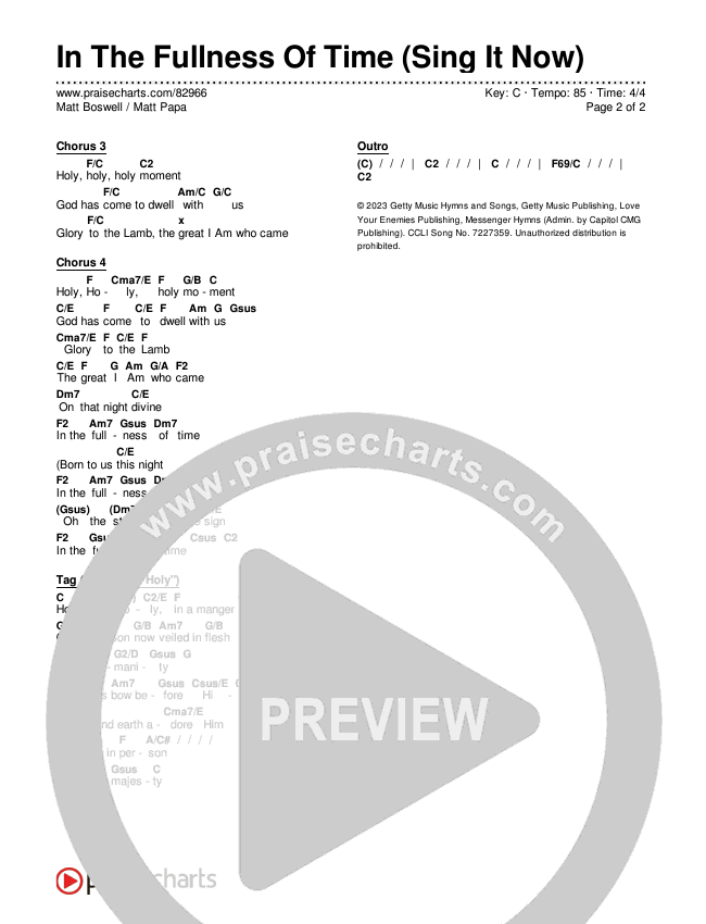 In The Fullness Of Time (Sing It Now) Chords & Lyrics (Matt Papa / Matt Boswell / Arr. Luke Gambill)