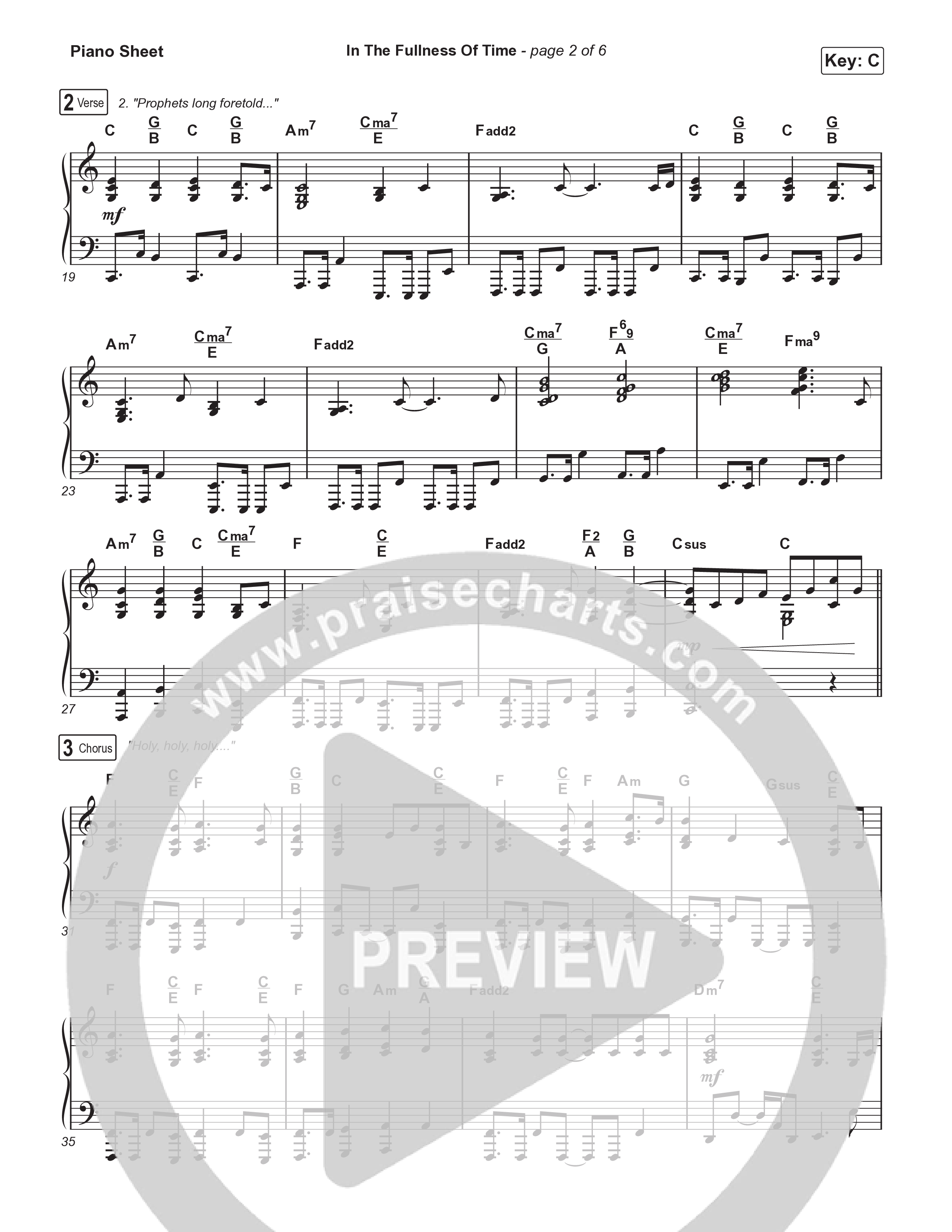 In The Fullness Of Time (Sing It Now) Piano Sheet (Matt Papa / Matt Boswell / Arr. Luke Gambill)