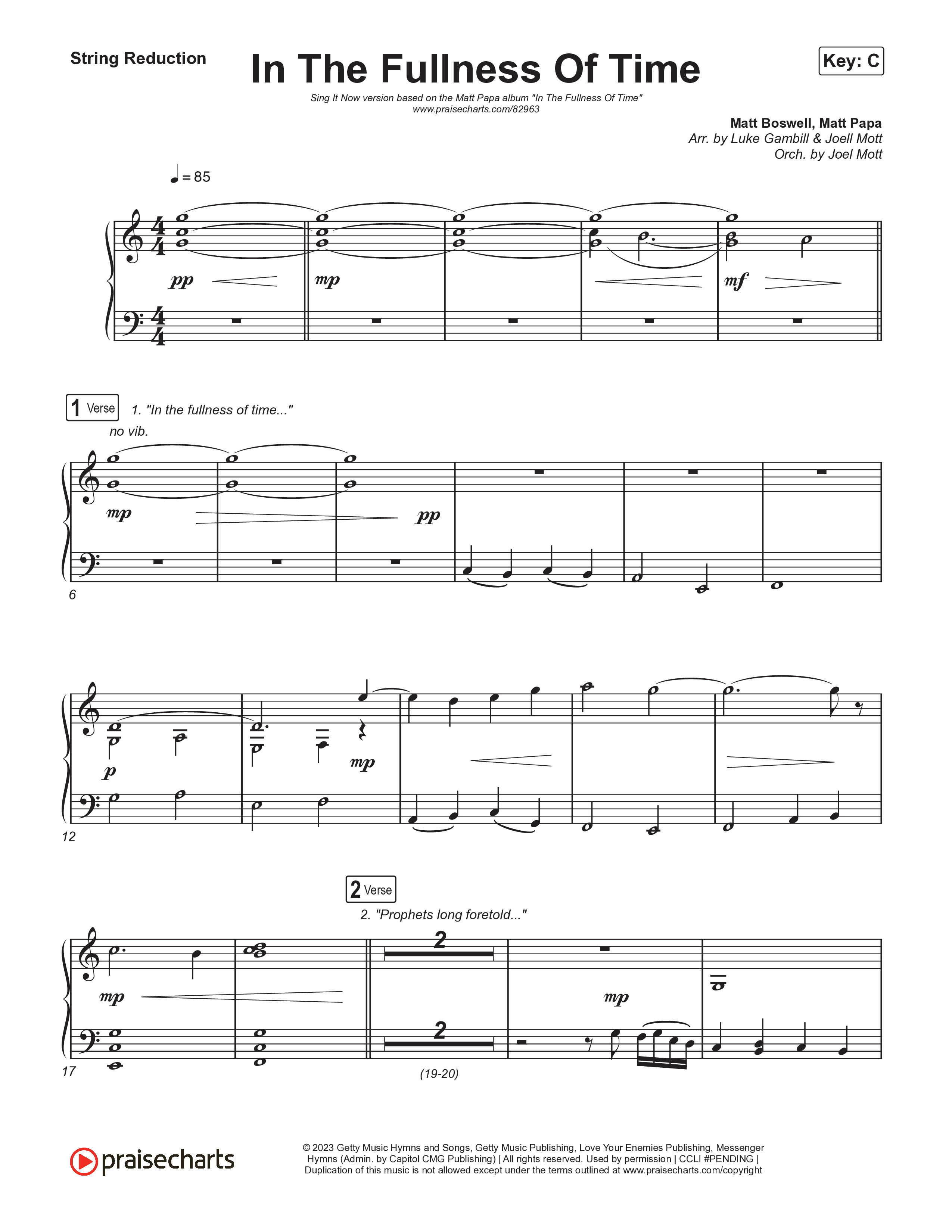 In The Fullness Of Time (Sing It Now) String Reduction (Matt Papa / Matt Boswell / Arr. Luke Gambill)