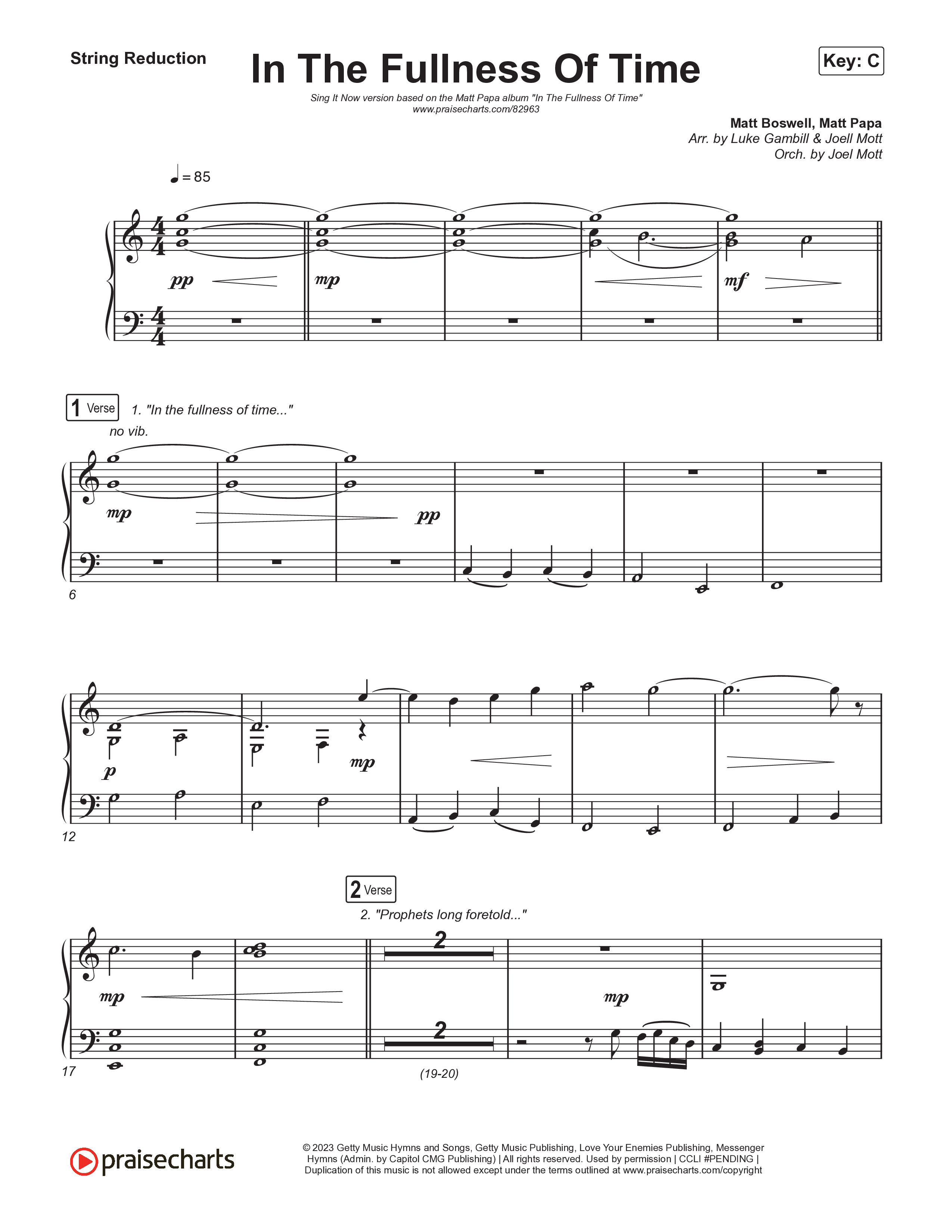 In The Fullness Of Time (Sing It Now) String Reduction (Matt Papa / Matt Boswell / Arr. Luke Gambill)