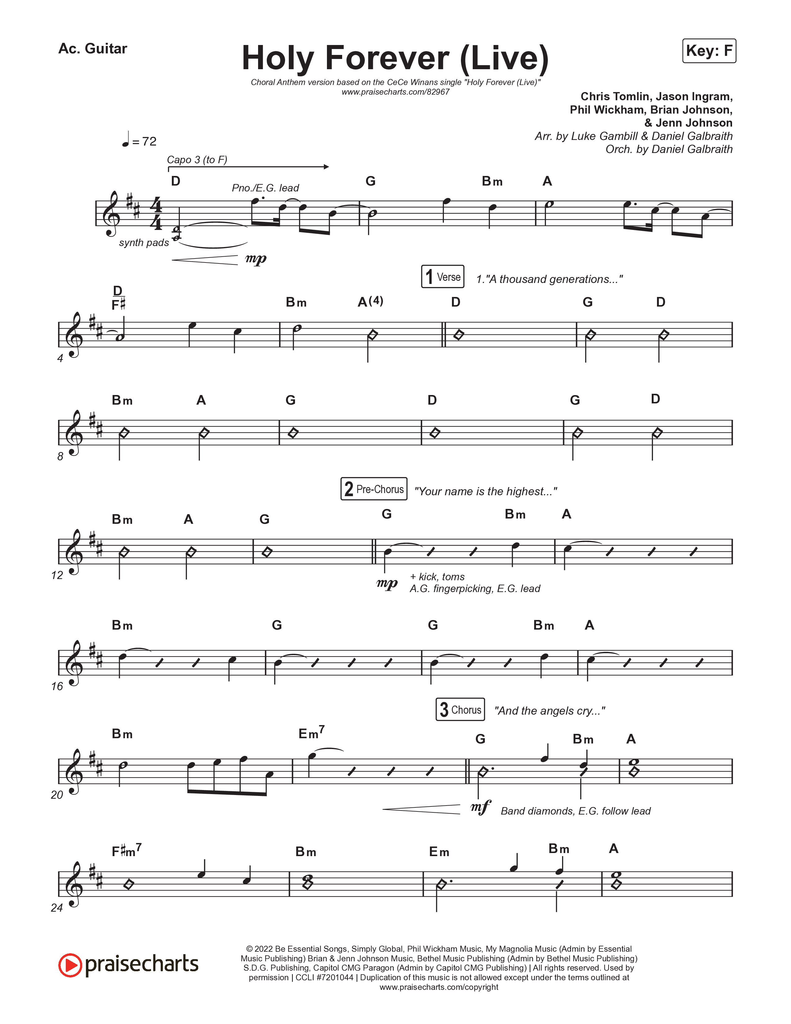 Holy Forever (Choral Anthem SATB) Acoustic Guitar (CeCe Winans / Arr. Luke Gambill)