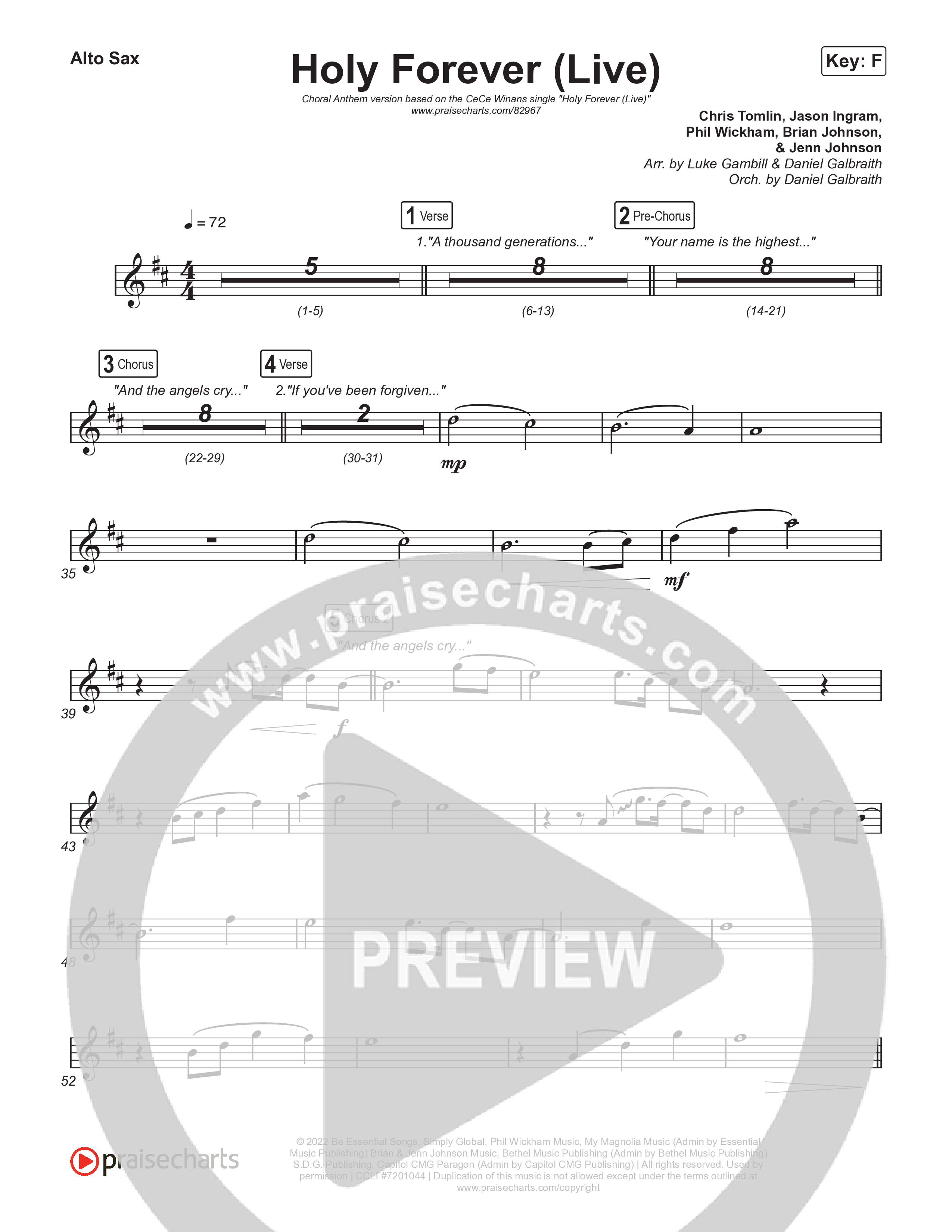 Holy Forever (Choral Anthem SATB) Alto Sax (CeCe Winans / Arr. Luke Gambill)