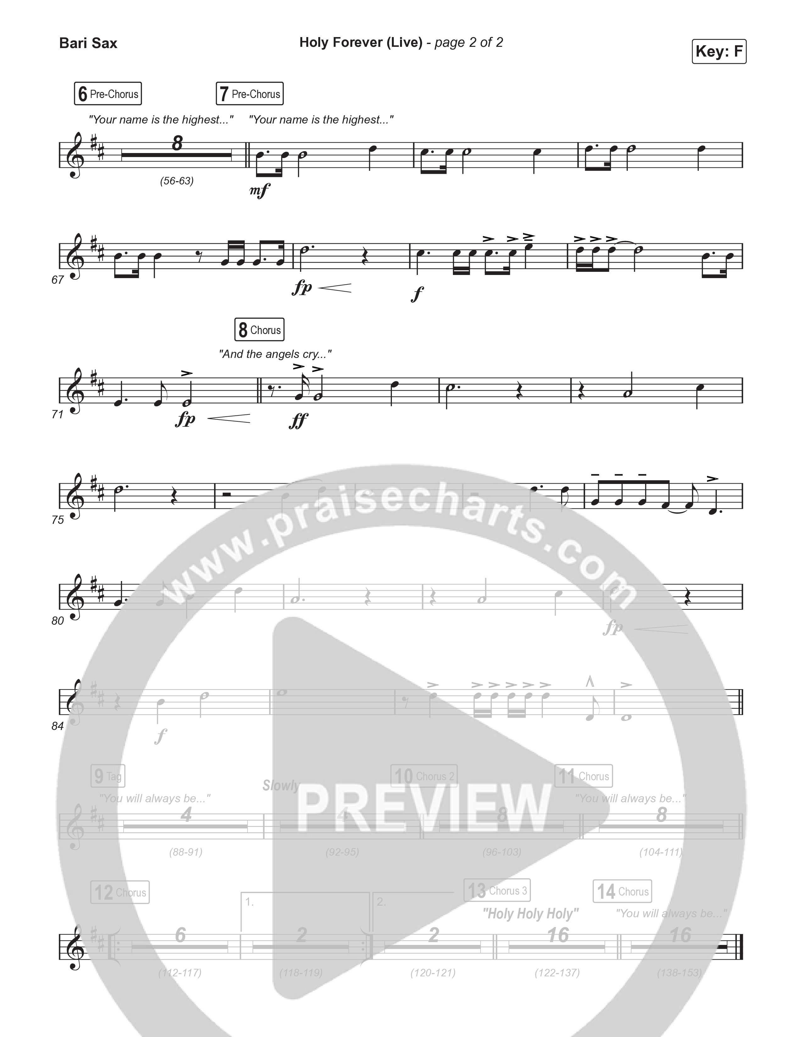 Holy Forever (Choral Anthem SATB) Bari Sax (CeCe Winans / Arr. Luke Gambill)