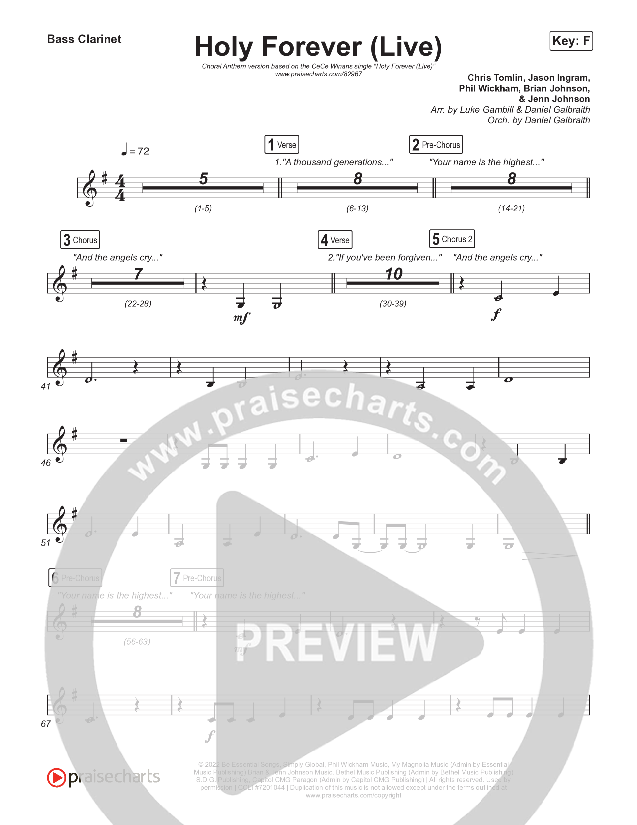 Holy Forever (Choral Anthem SATB) Clarinet 1,2 (CeCe Winans / Arr. Luke Gambill)