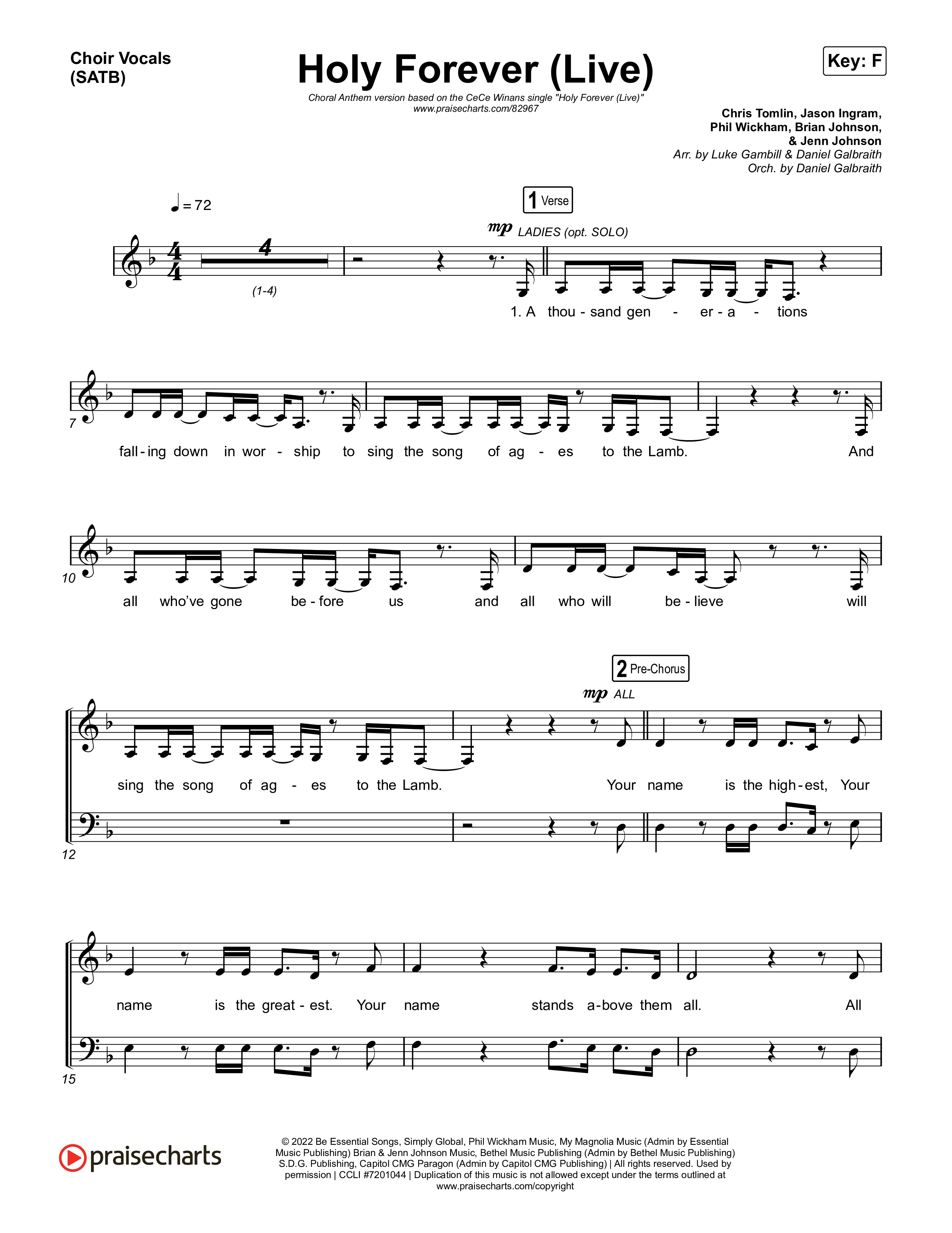 Holy Forever (Choral Anthem SATB) Choir Sheet (SATB) (CeCe Winans / Arr. Luke Gambill)