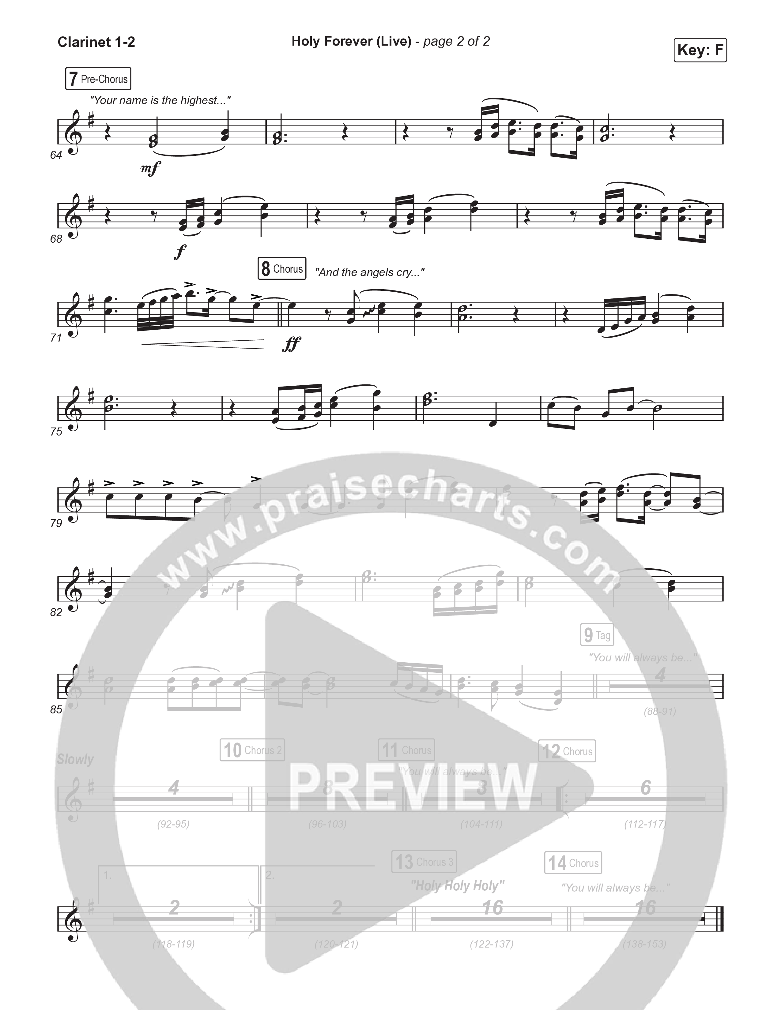 Holy Forever (Choral Anthem SATB) Clarinet 1,2 (CeCe Winans / Arr. Luke Gambill)