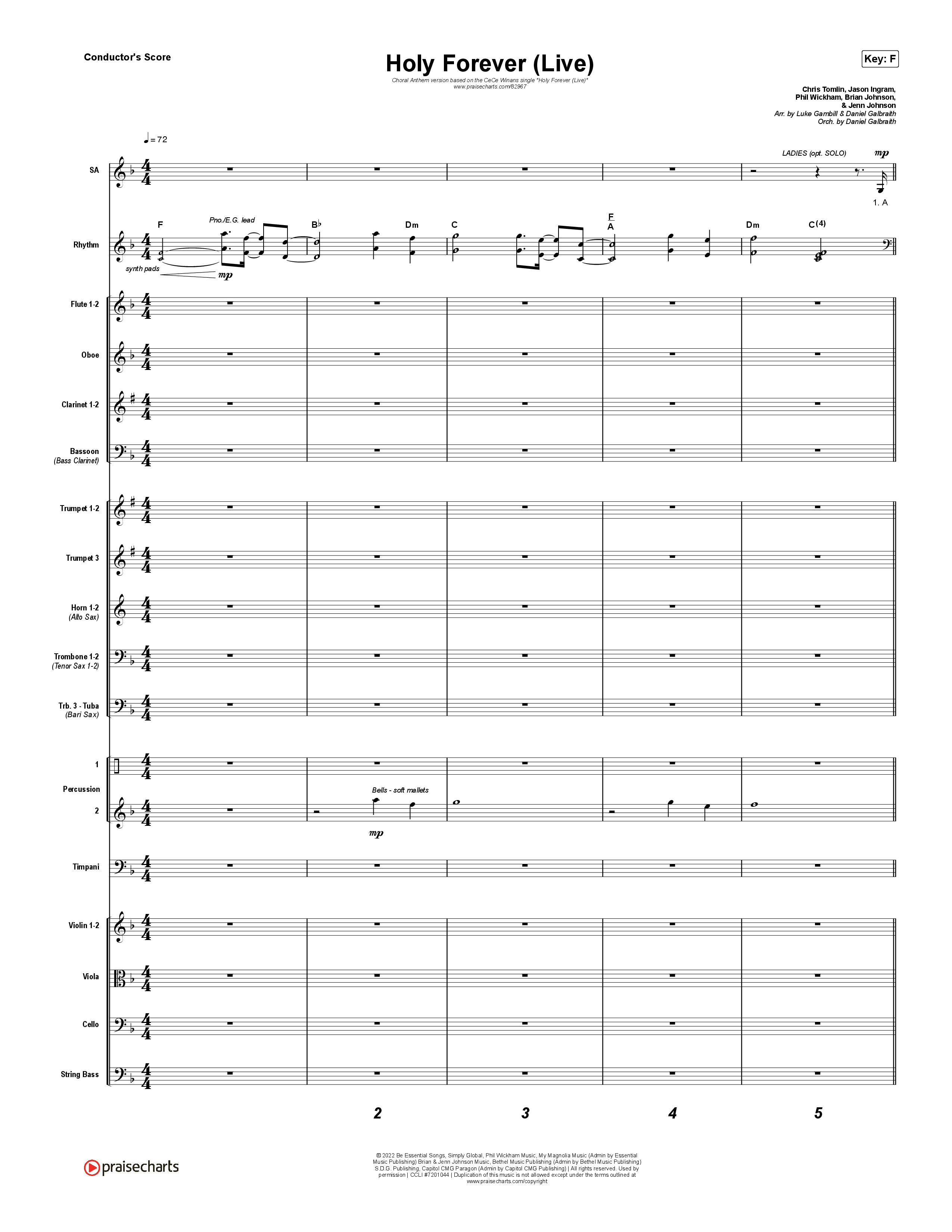 Holy Forever (Choral Anthem SATB) Orchestration (CeCe Winans / Arr. Luke Gambill)