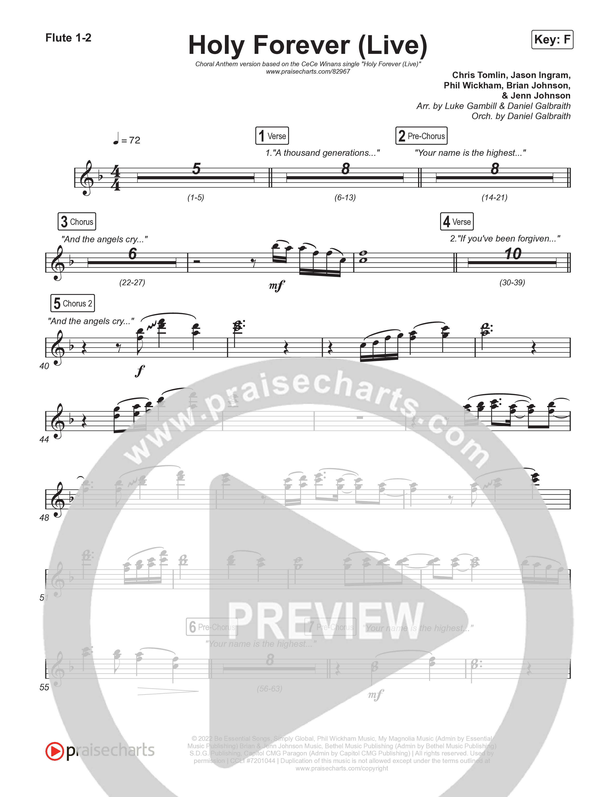 Holy Forever (Choral Anthem SATB) Flute 1,2 (CeCe Winans / Arr. Luke Gambill)