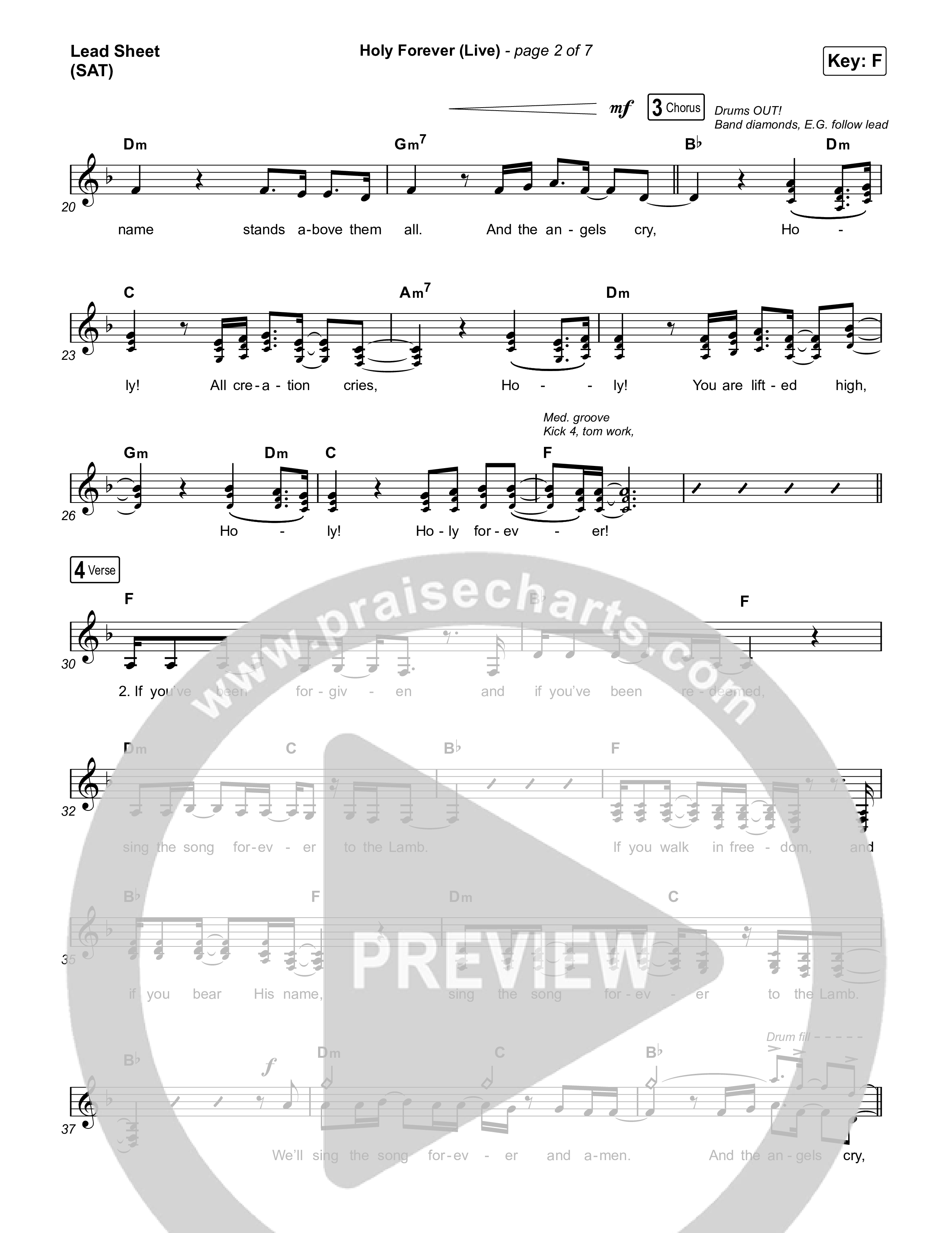 Holy Forever (Choral Anthem SATB) Lead Sheet (SAT) (CeCe Winans / Arr. Luke Gambill)