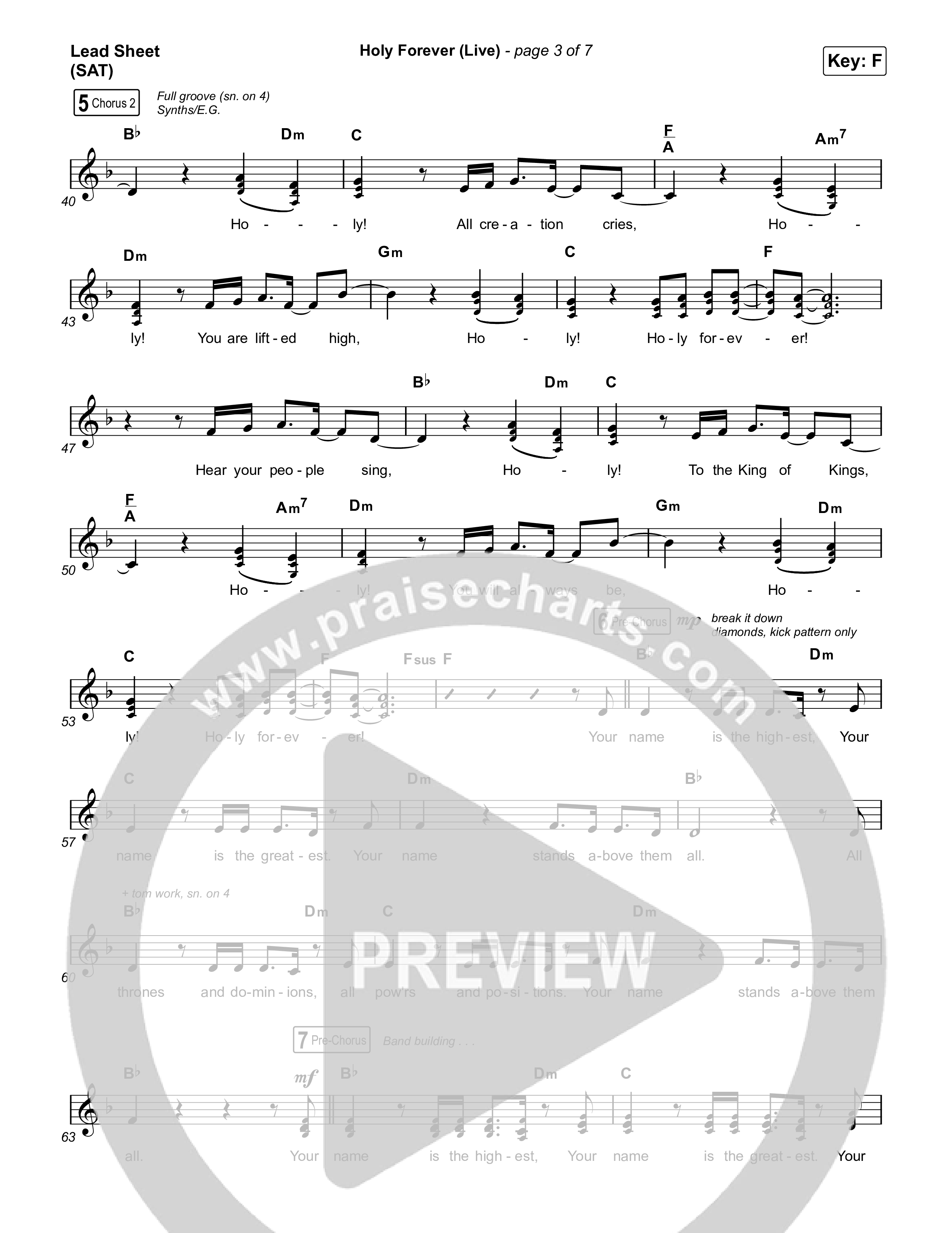 Holy Forever (Choral Anthem SATB) Lead Sheet (SAT) (CeCe Winans / Arr. Luke Gambill)