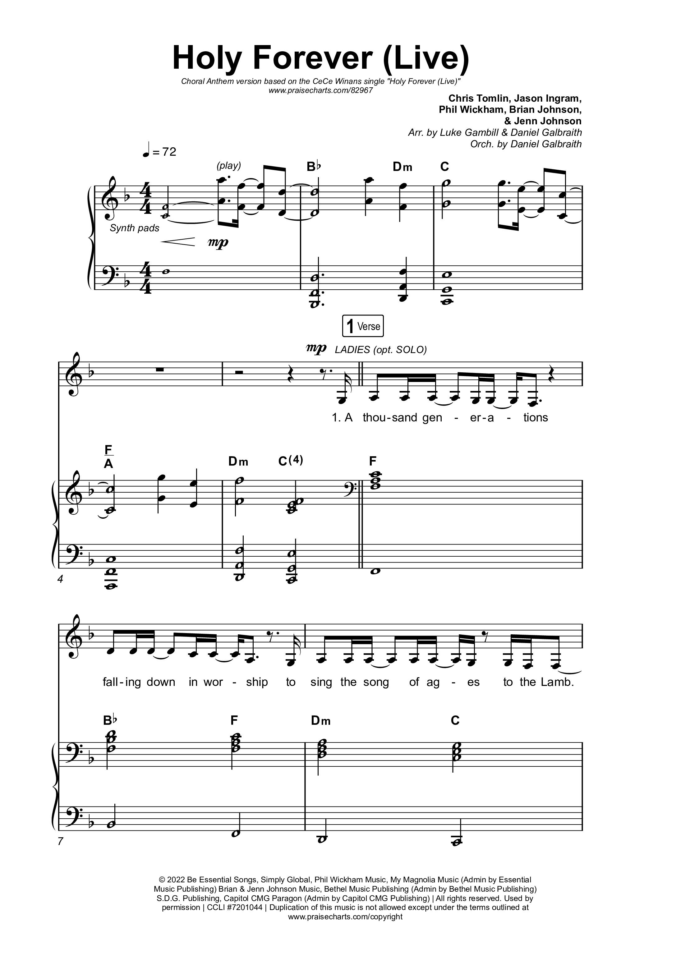 Holy Forever (Choral Anthem SATB) Octavo (SATB & Pno) (CeCe Winans / Arr. Luke Gambill)