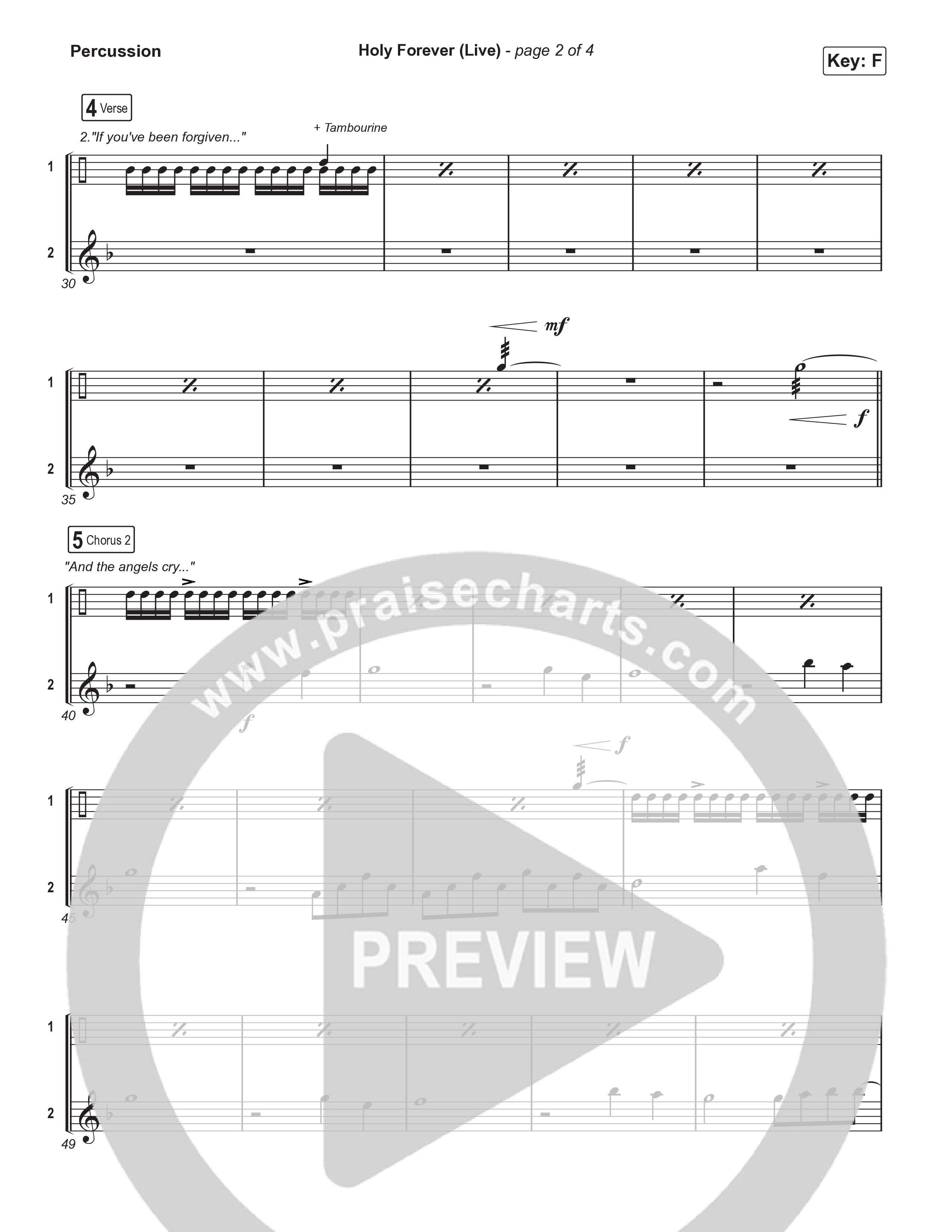 Holy Forever (Choral Anthem SATB) Percussion (CeCe Winans / Arr. Luke Gambill)