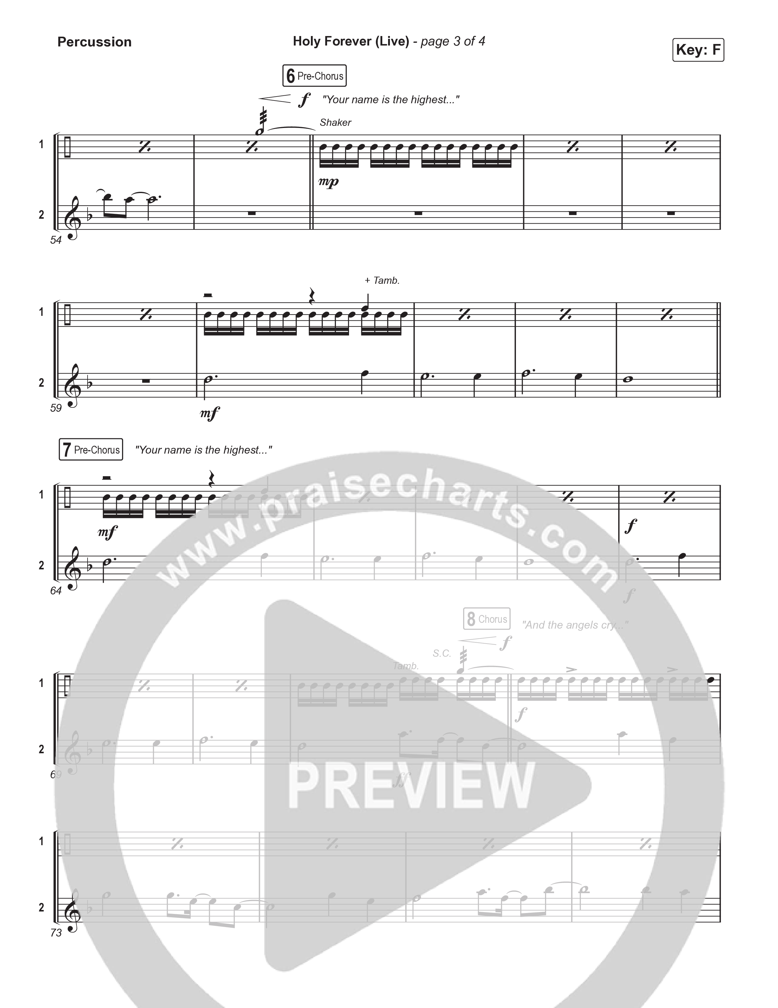 Holy Forever (Choral Anthem SATB) Percussion (CeCe Winans / Arr. Luke Gambill)