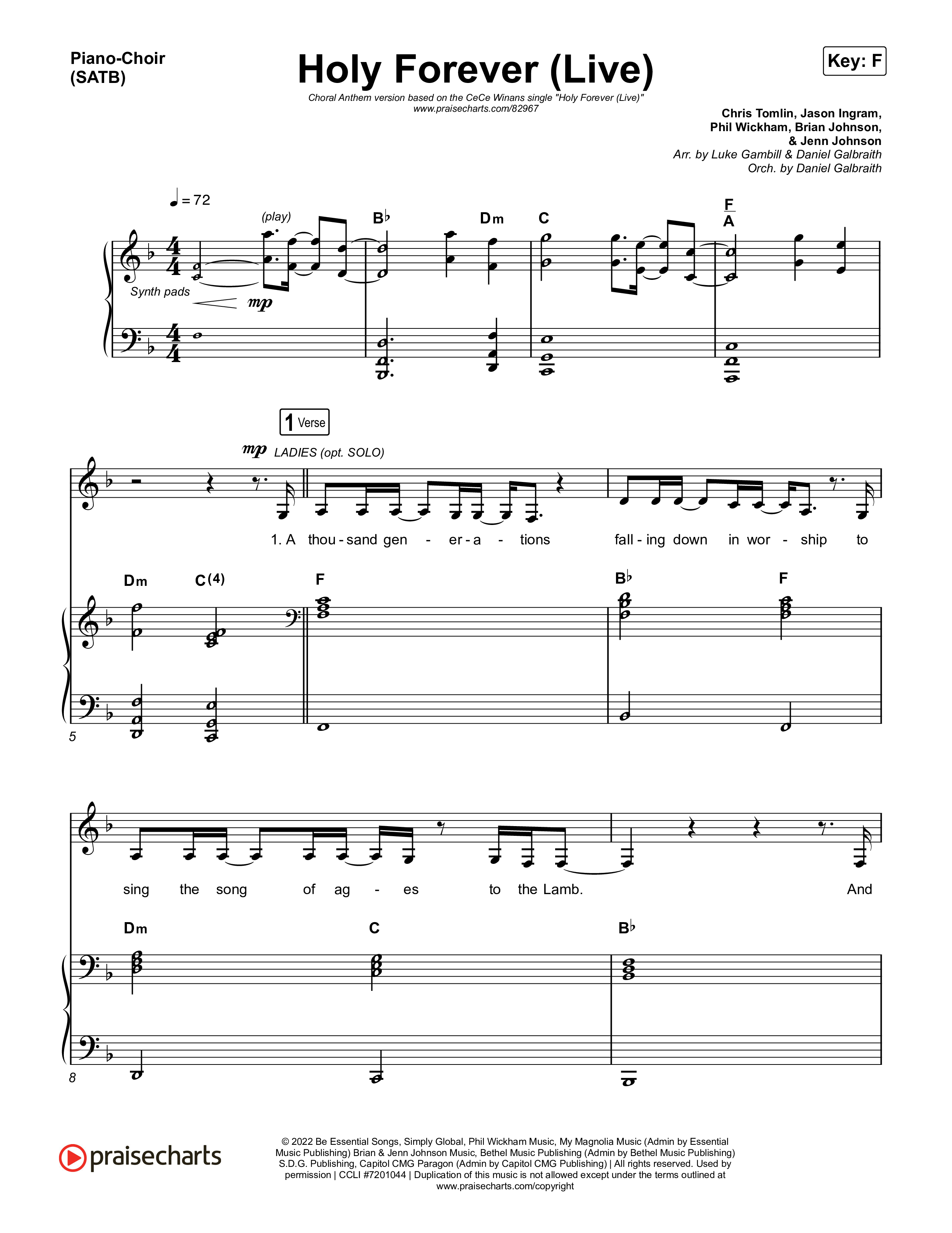 Holy Forever (Choral Anthem SATB) Piano/Vocal (SATB) (CeCe Winans / Arr. Luke Gambill)