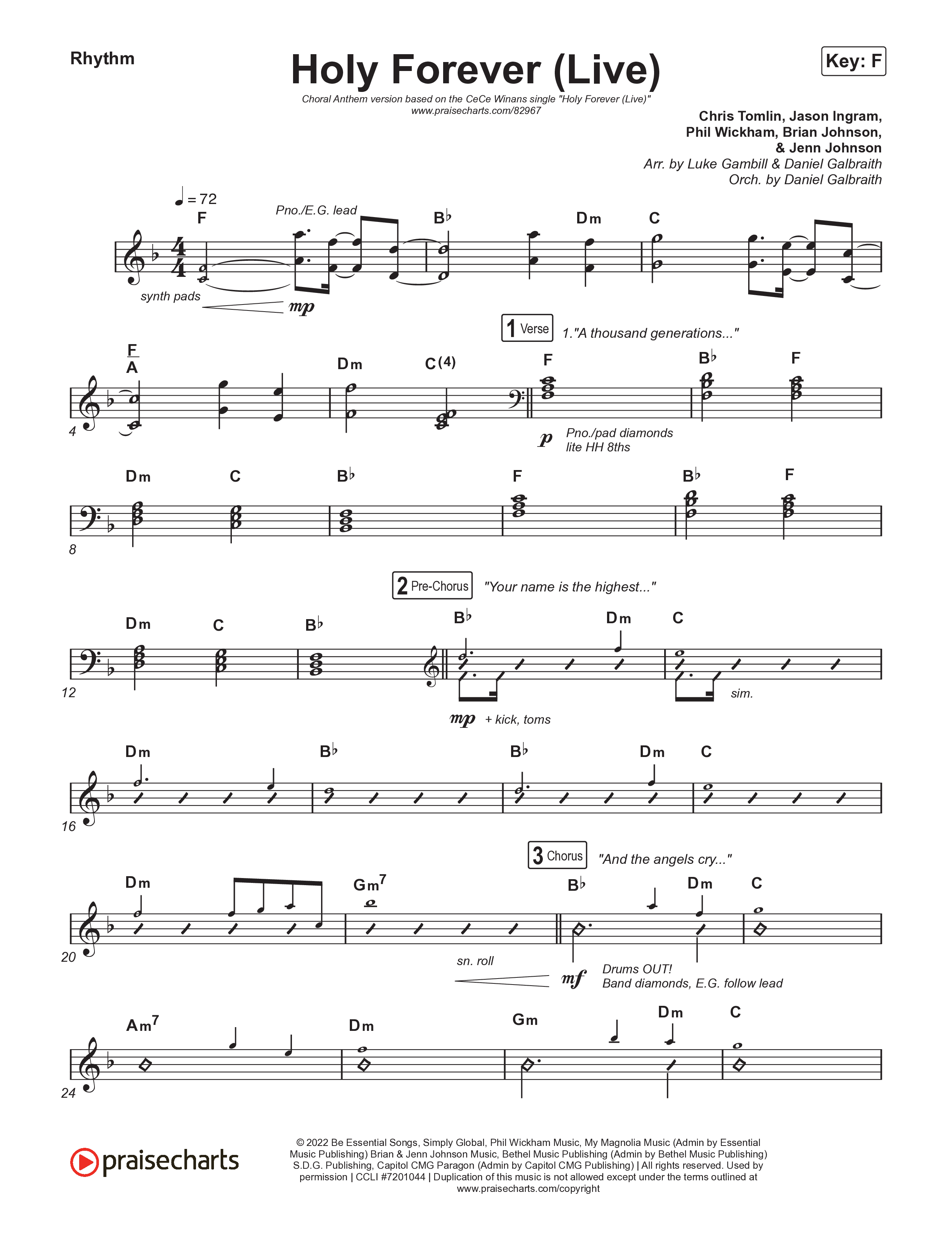 Holy Forever (Choral Anthem SATB) Rhythm Pack (CeCe Winans / Arr. Luke Gambill)