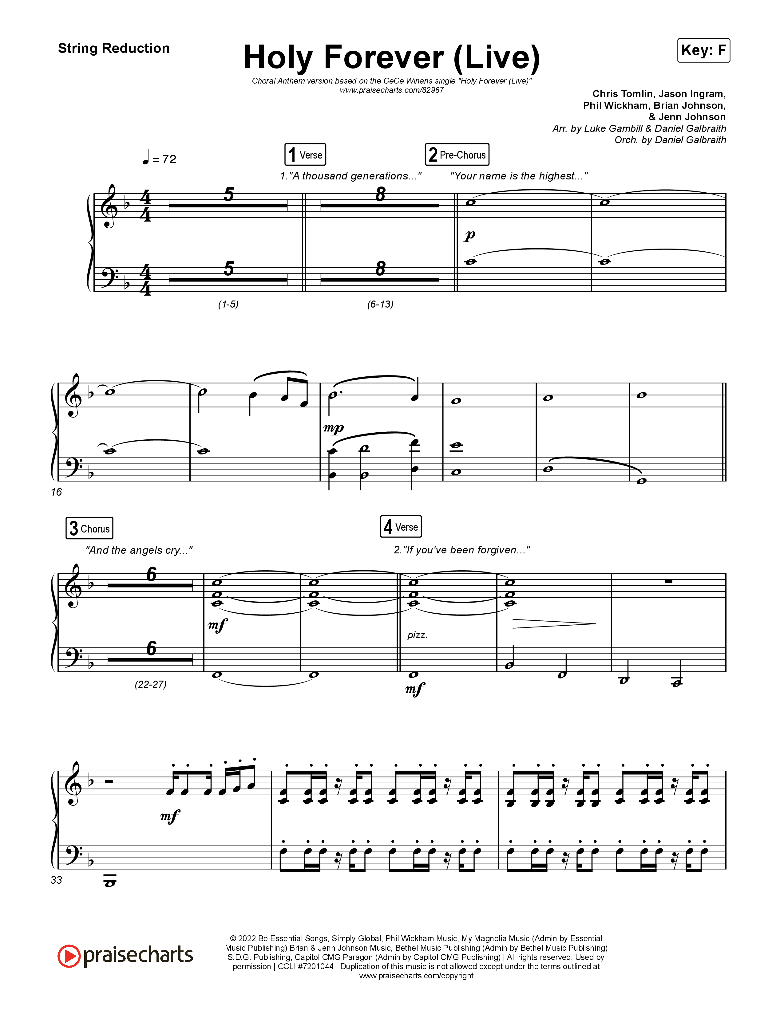 Holy Forever (Choral Anthem SATB) String Reduction (CeCe Winans / Arr. Luke Gambill)