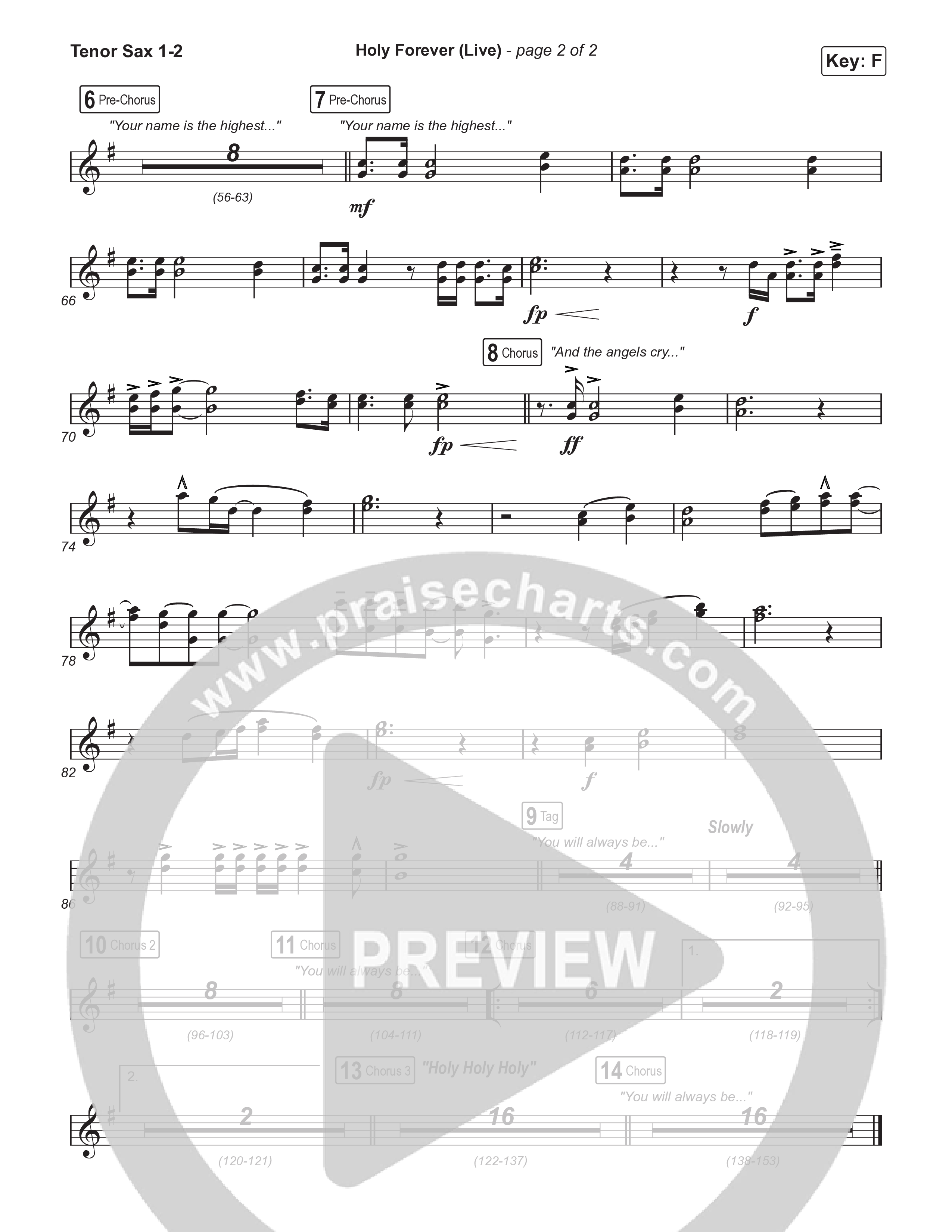 Holy Forever (Choral Anthem SATB) Tenor Sax 1,2 (CeCe Winans / Arr. Luke Gambill)