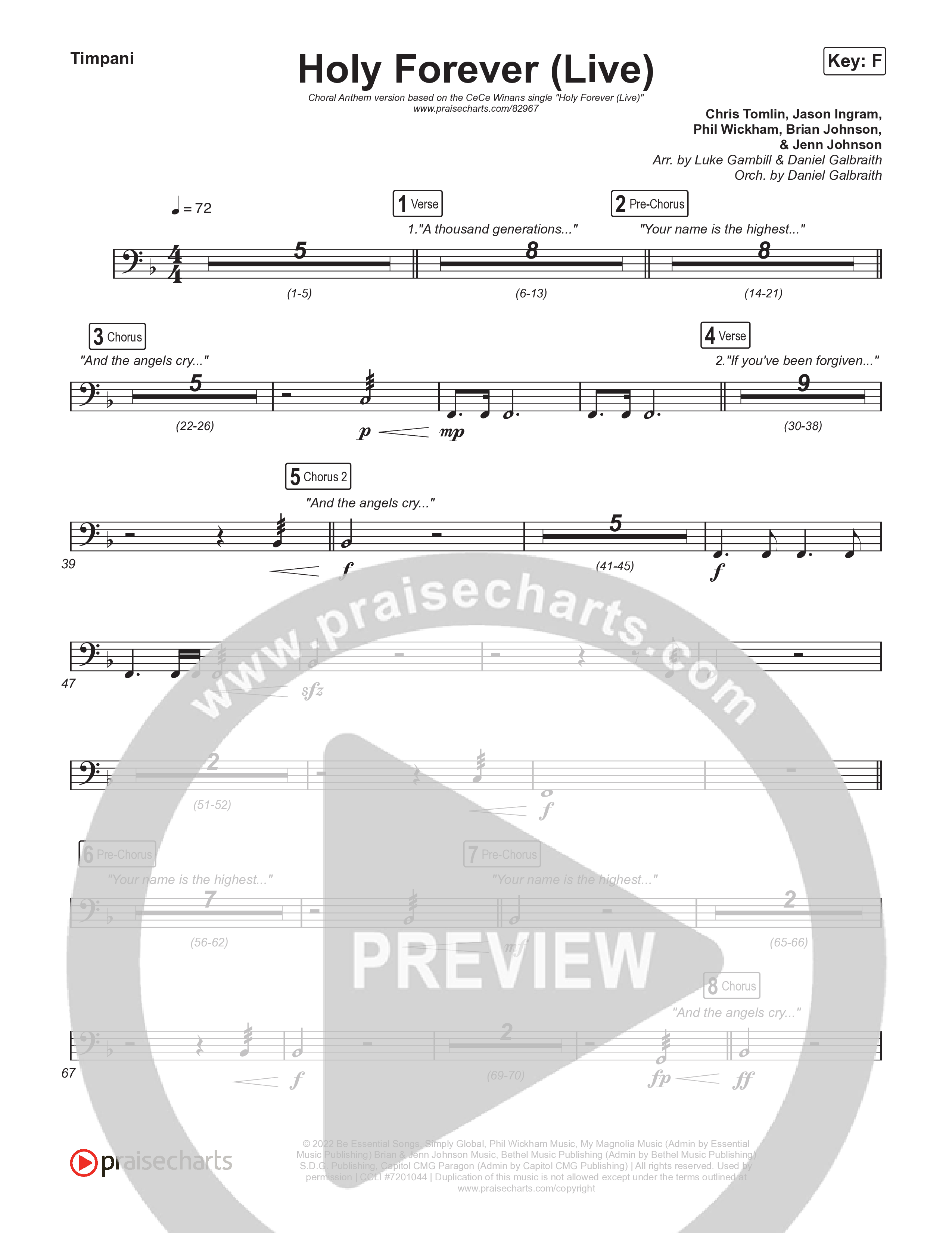 Holy Forever (Choral Anthem SATB) Timpani (CeCe Winans / Arr. Luke Gambill)