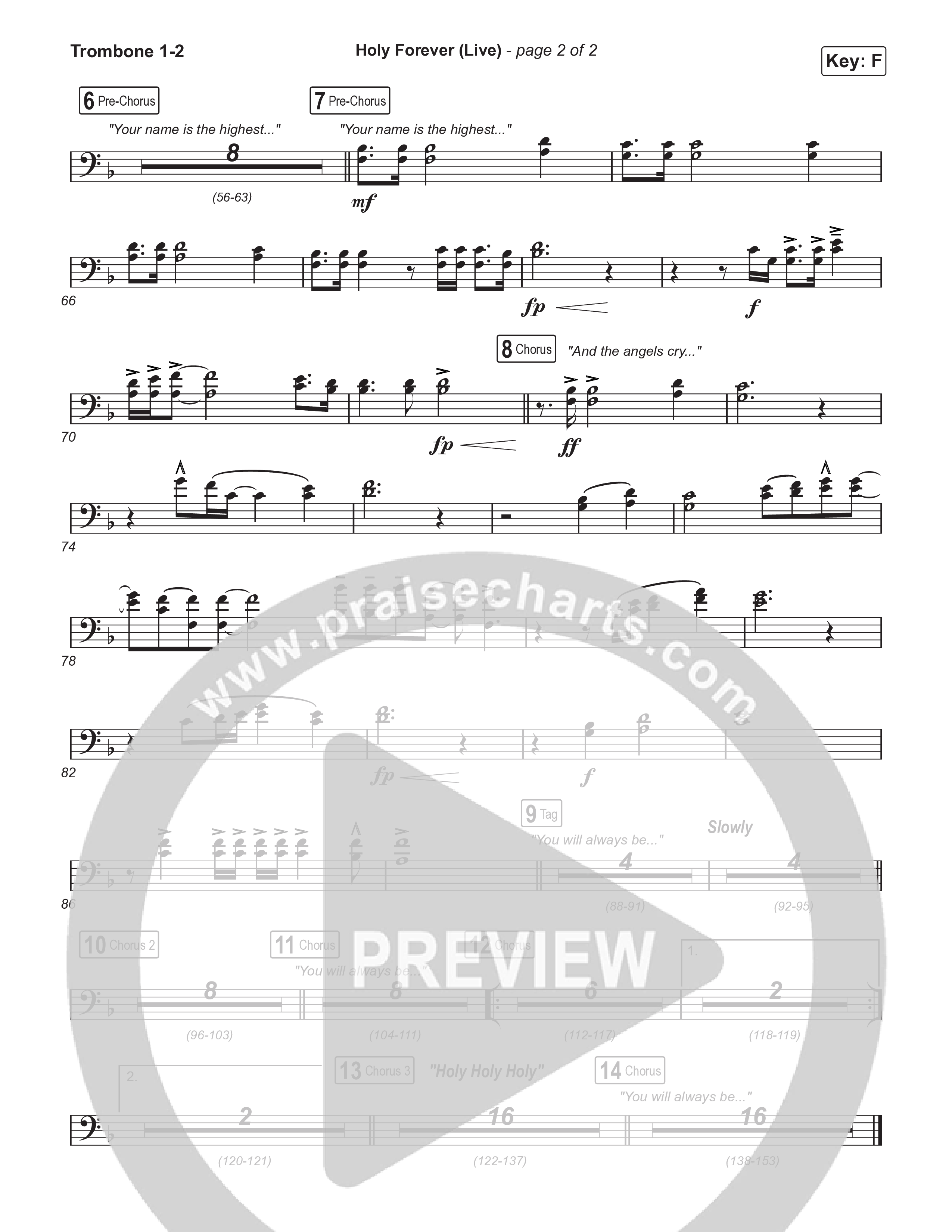 Holy Forever (Choral Anthem SATB) Trombone 1,2 (CeCe Winans / Arr. Luke Gambill)