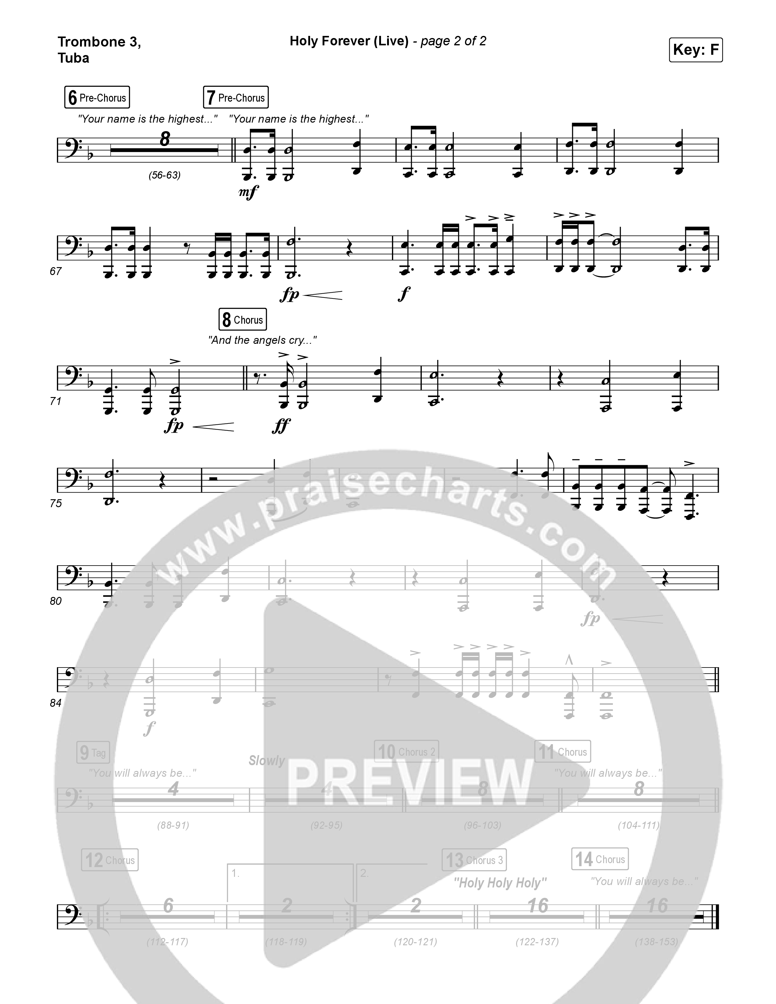 Holy Forever (Choral Anthem SATB) Trombone 3/Tuba (CeCe Winans / Arr. Luke Gambill)